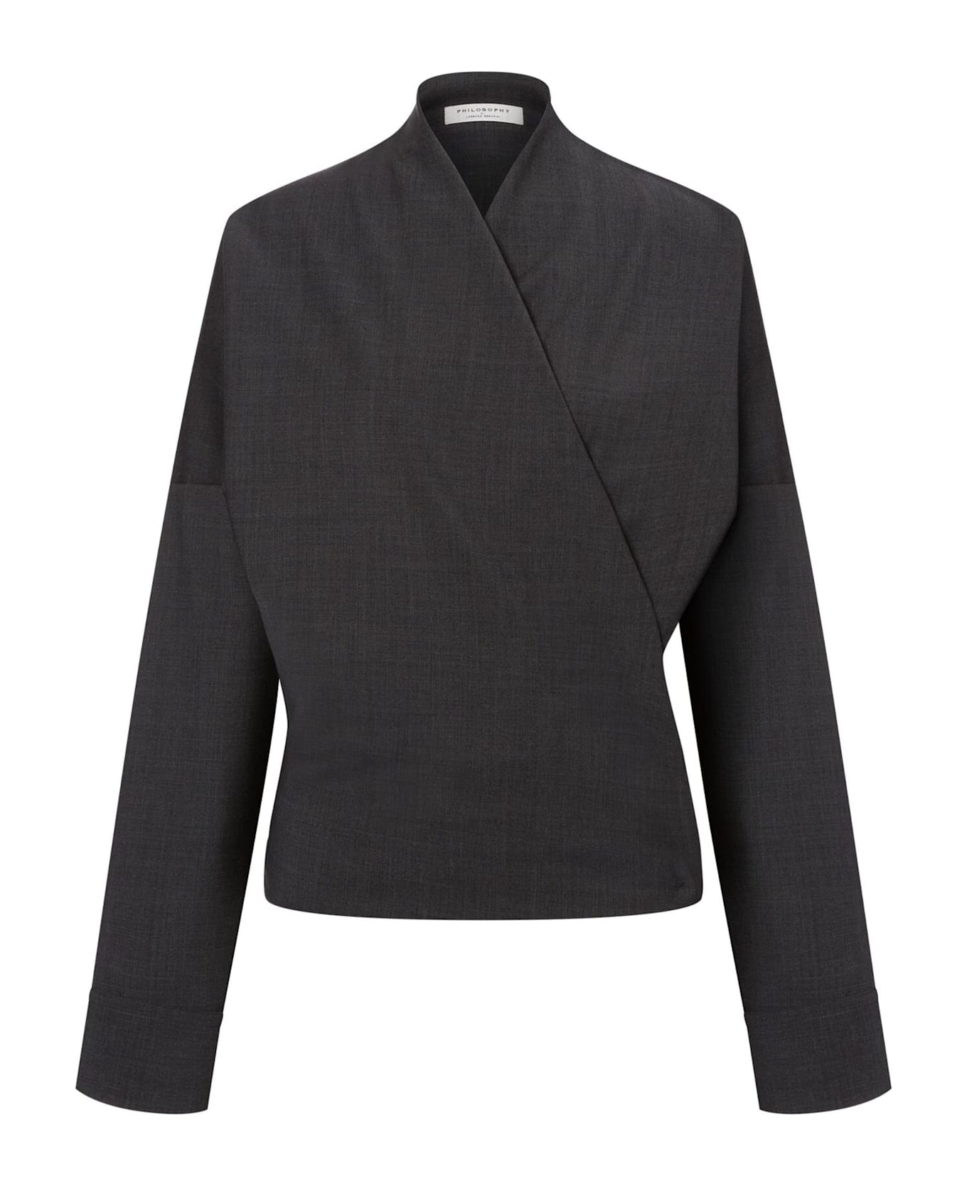 Philosophy di Lorenzo Serafini Crossover Blouse In Cool Wool - Grey