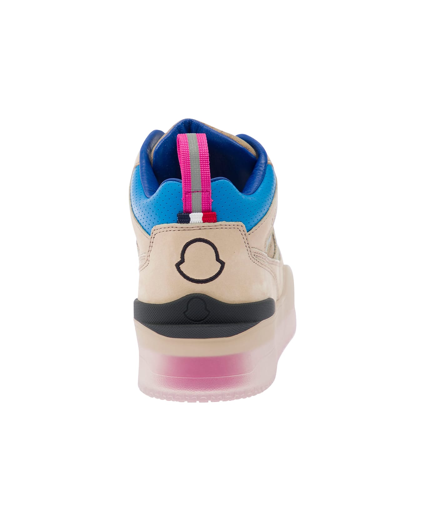 Moncler 'pivot' Multicolor High-top Sneakers With Reflective Straps In Leather Woman - Multicolor
