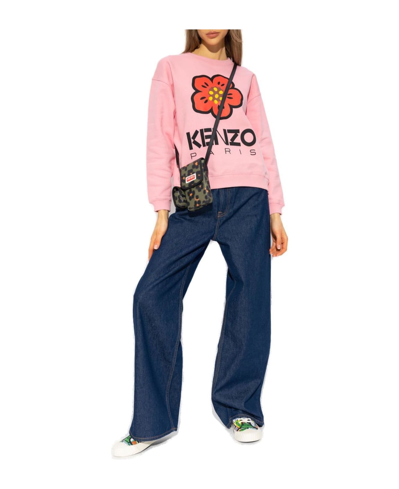 Kenzo Logo Printed Crewneck Sweatshirt - Rosa