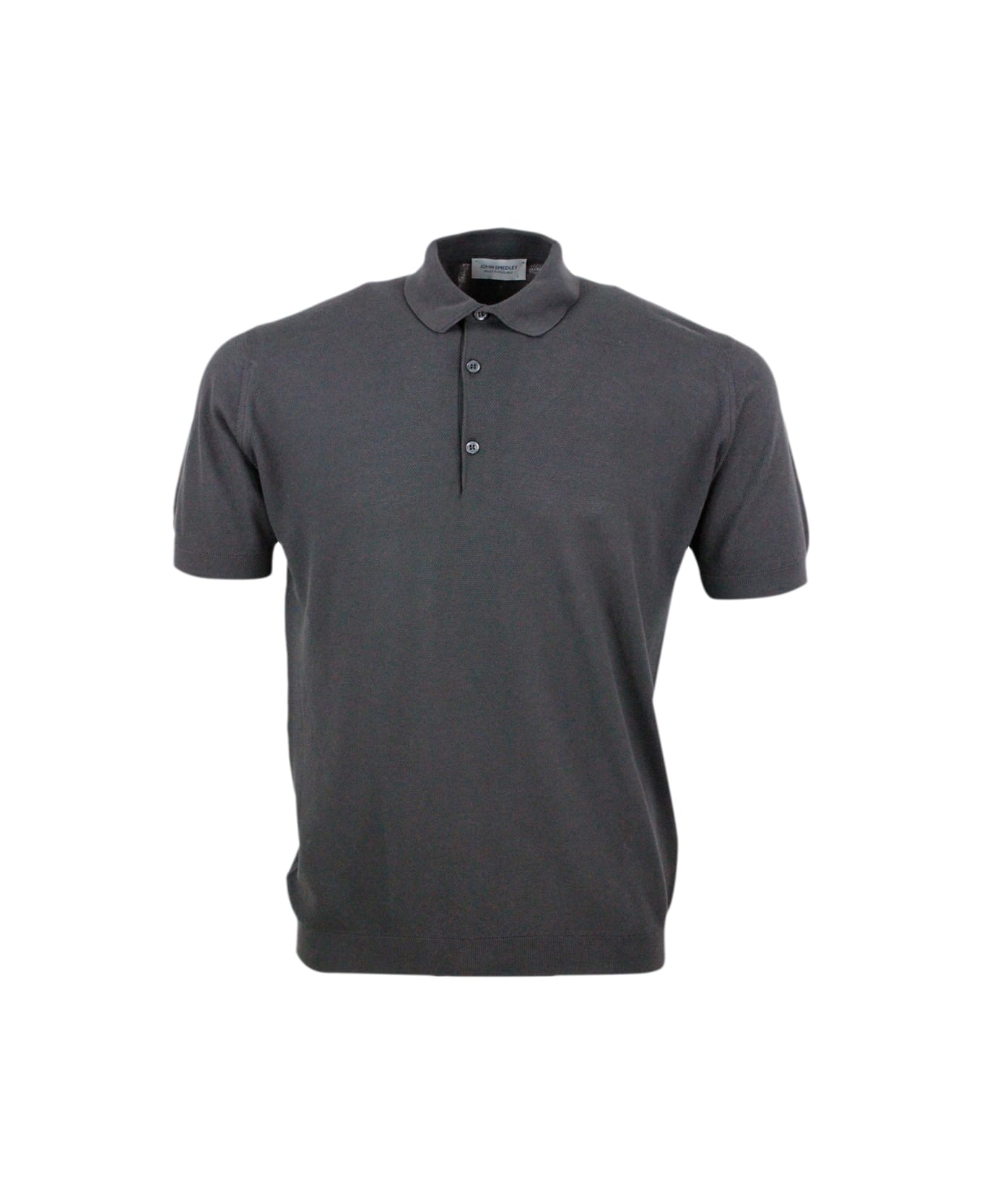 John Smedley Short-sleeved Polo Shirt In Extrafine Piqué Cotton Thread With Three Buttons - Chocolate