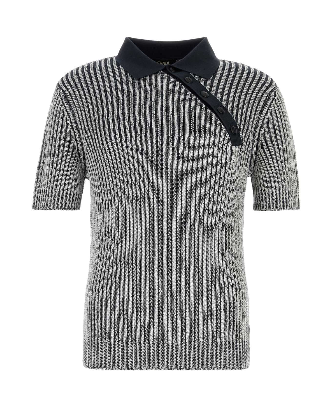 Fendi Embroidered Stretch Viscose Blend Polo Shirt - ABISSO