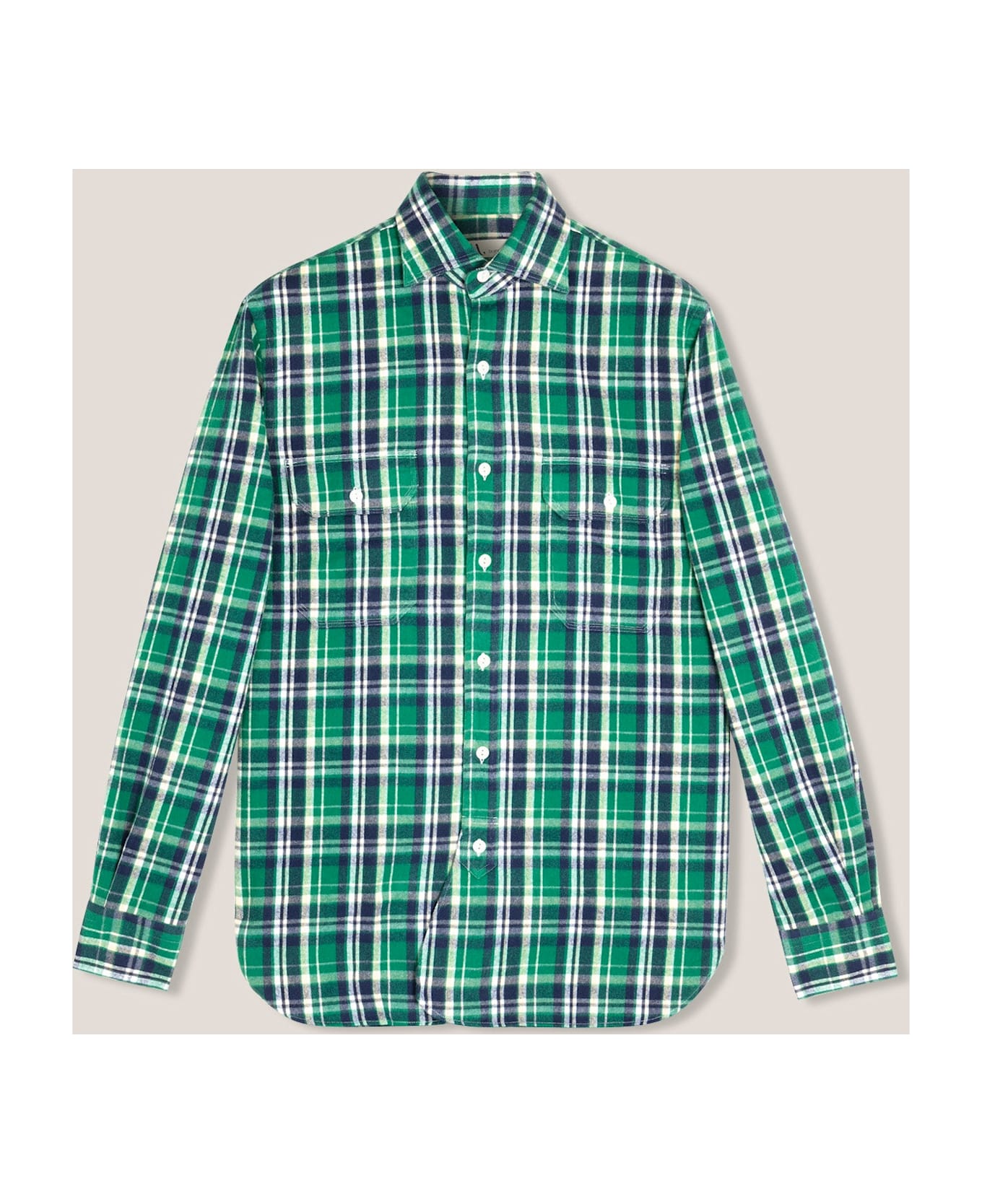 doppiaa Aantero Green Flannel Checked Shirt