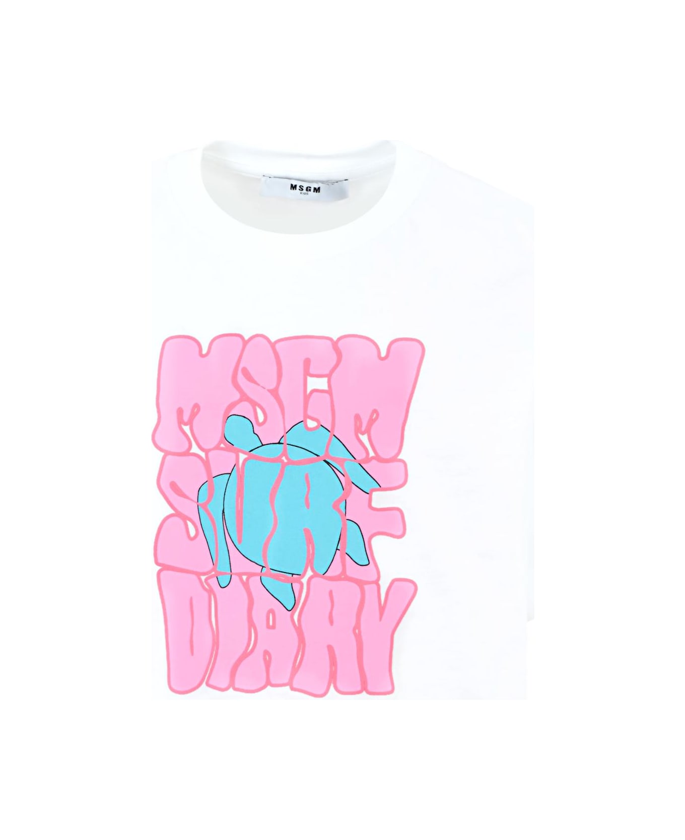 MSGM White T-shirt For Girl With Logo - White