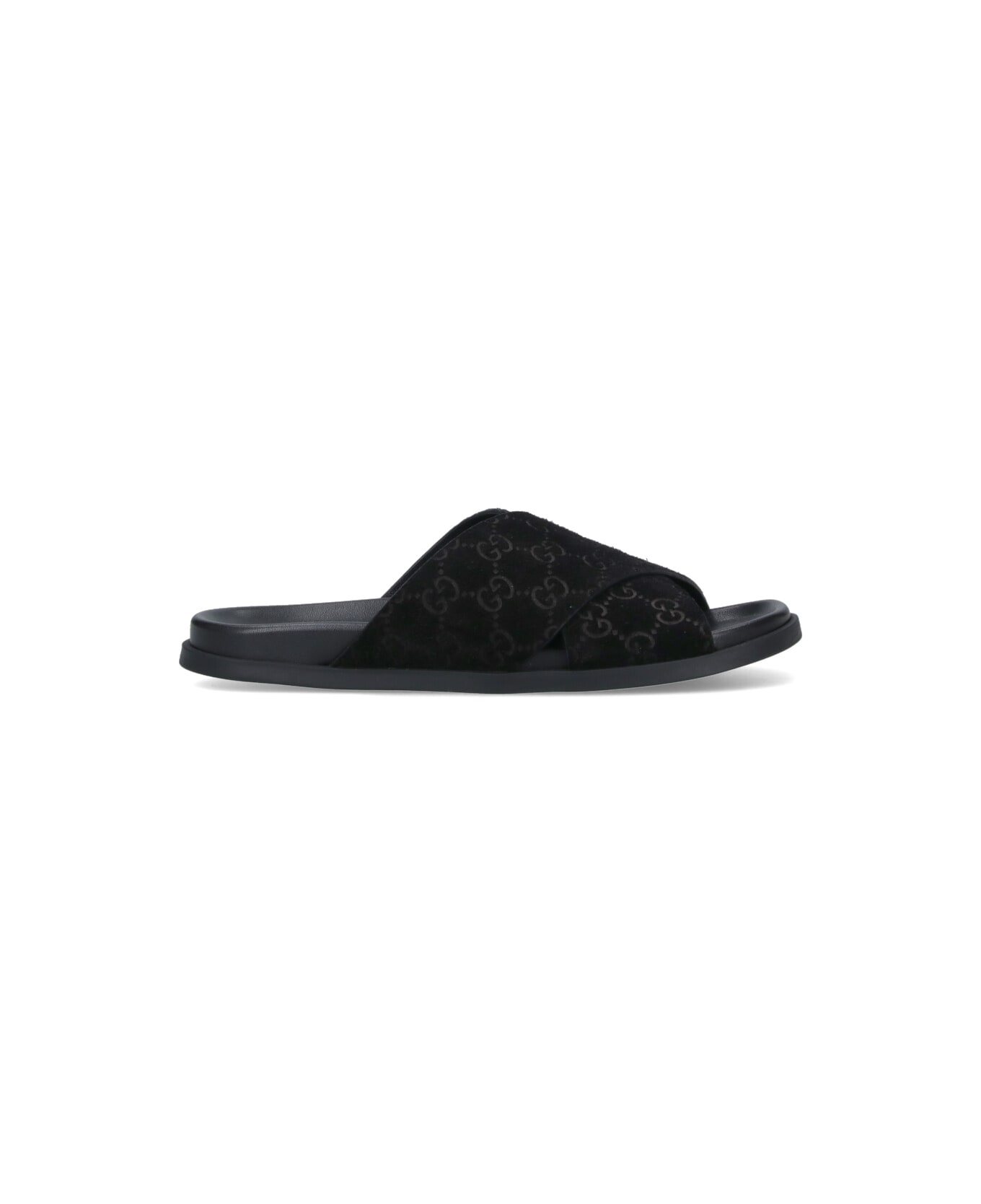 Gucci "gg" Slide Sandals - Black  