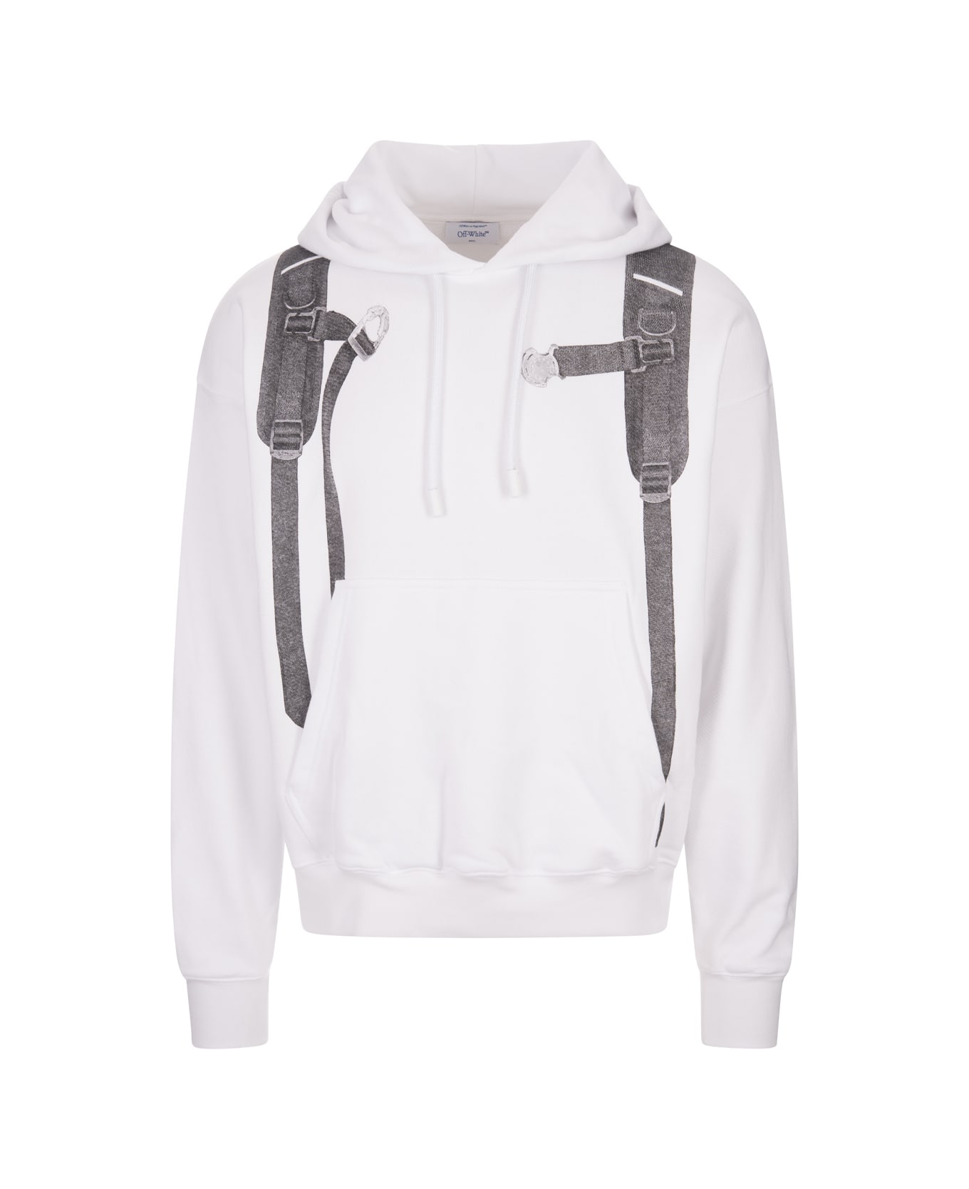 Off-White White Hoodie With Backpack Print - White