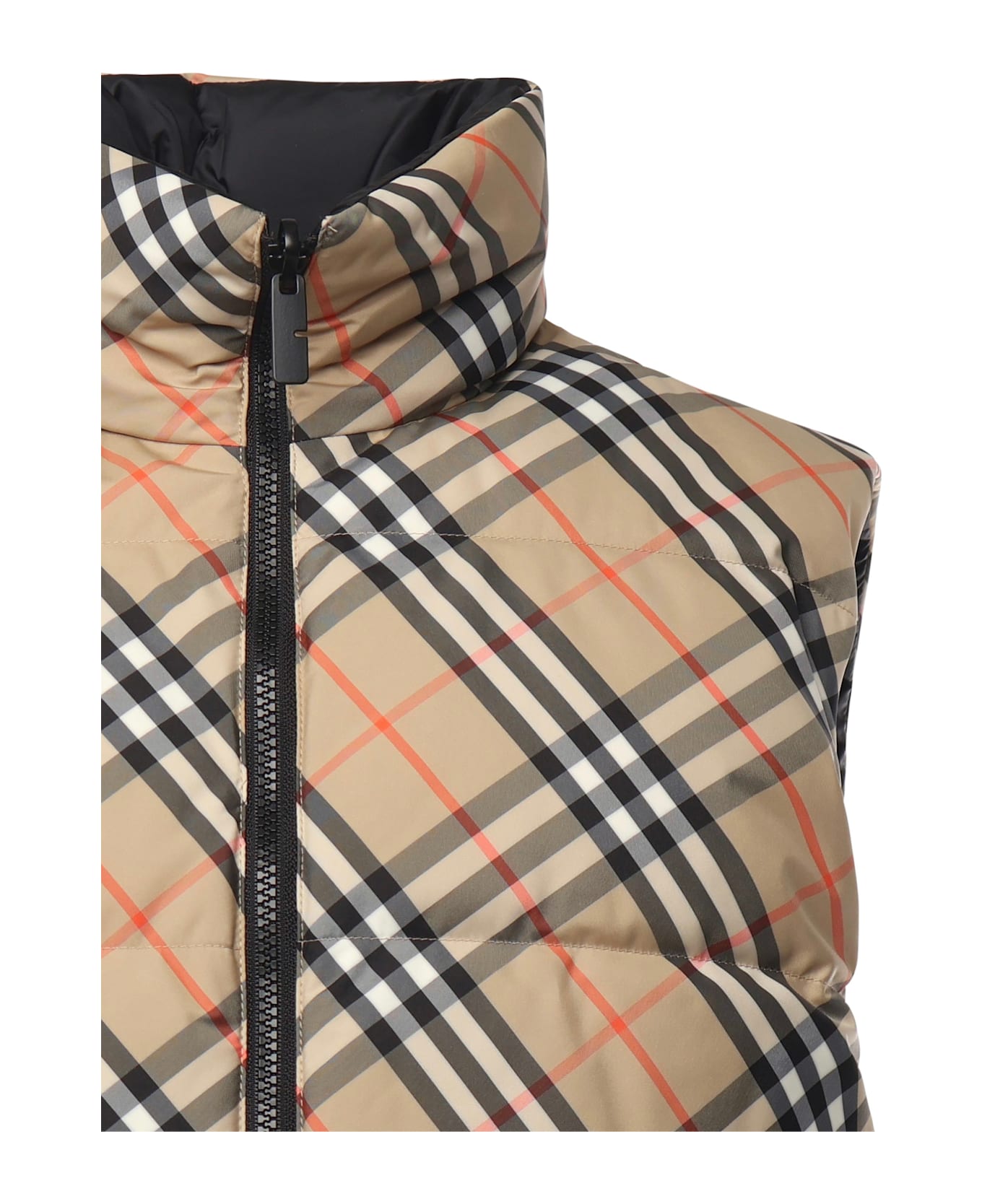 Burberry Reversible Checked Padded Vest - BEIGE/SAND