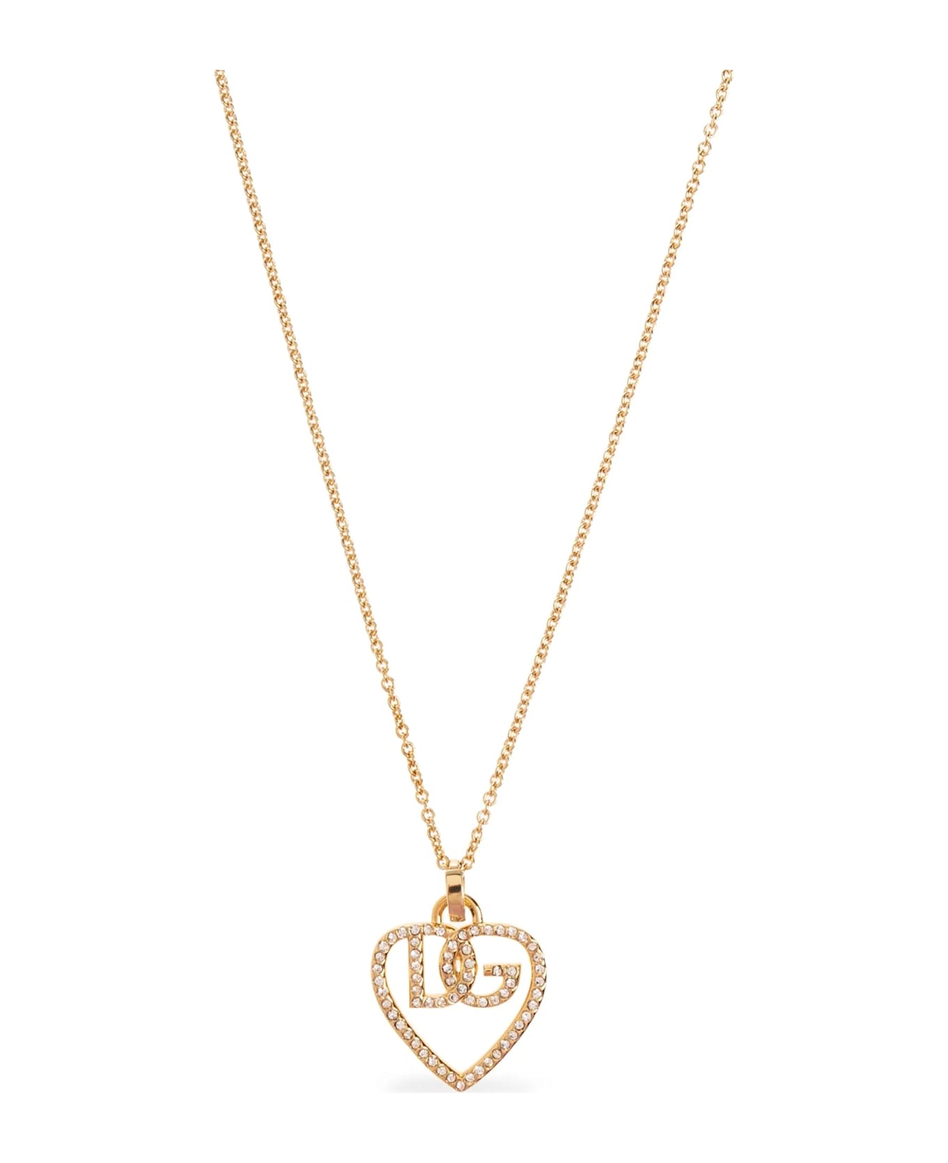 Dolce 
Gabbana Strass Logo Necklace - Gold