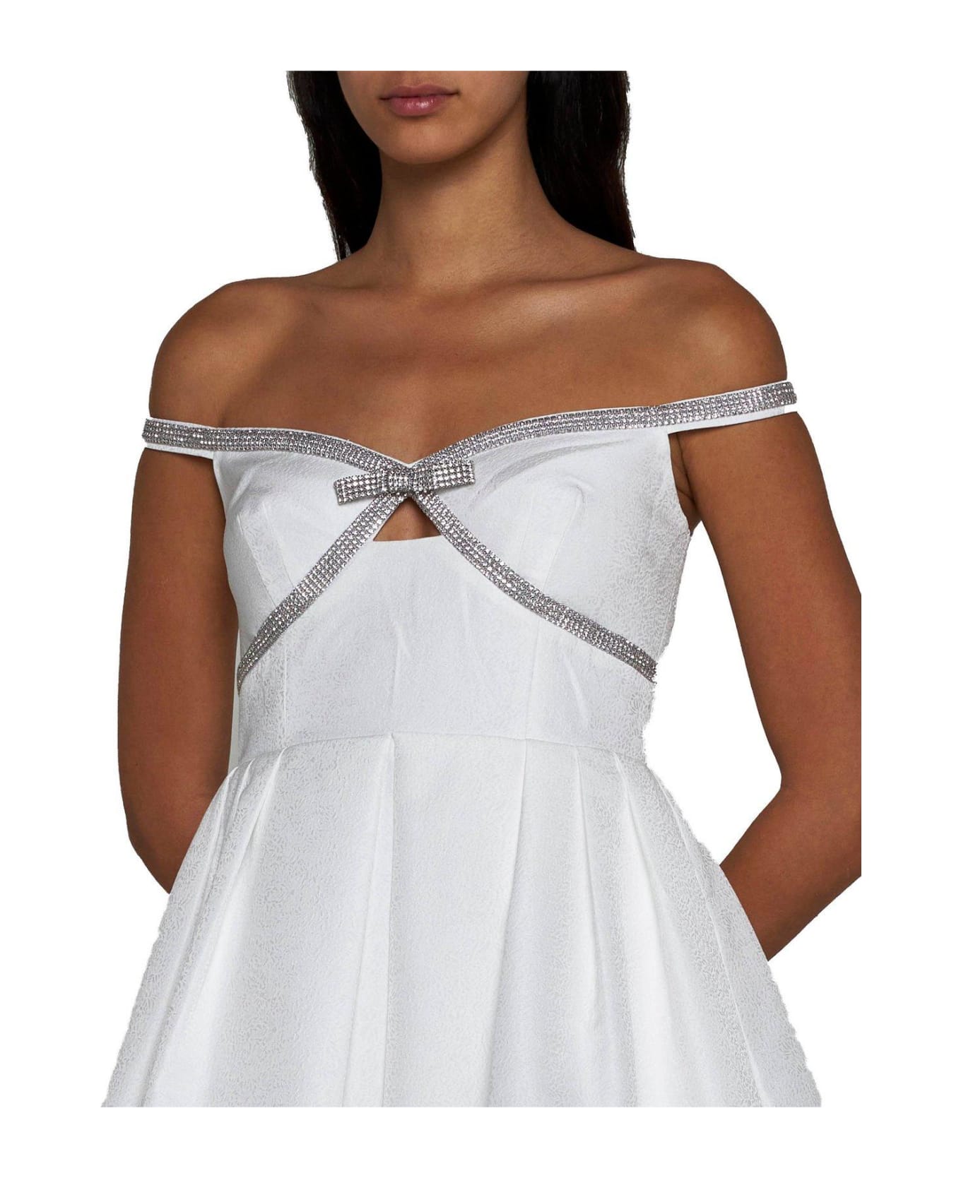 self-portrait Bow Detailed Off-shoulder Mini Dress - White ワンピース＆ドレス