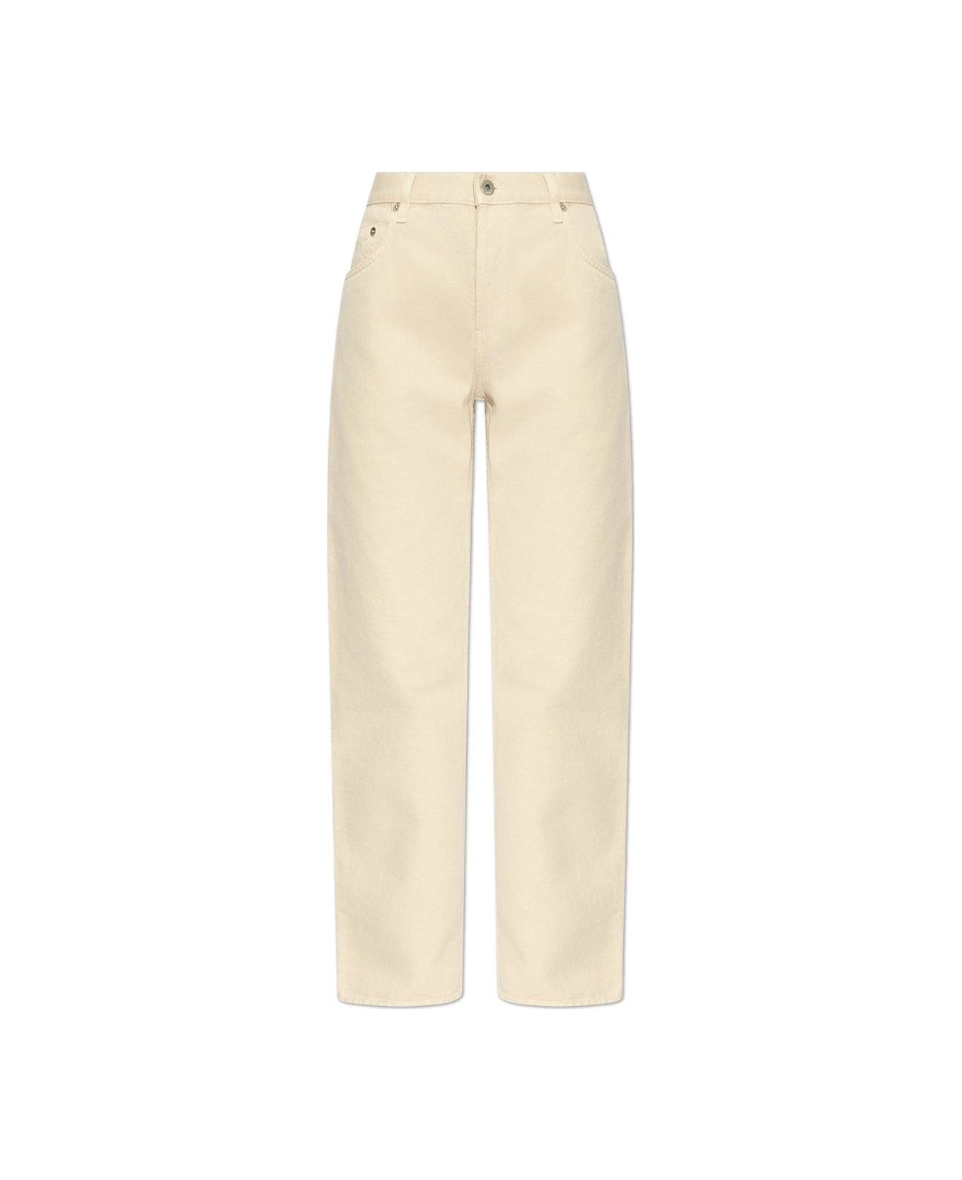 Burberry Logo Patch Straight-leg Trousers - Beige