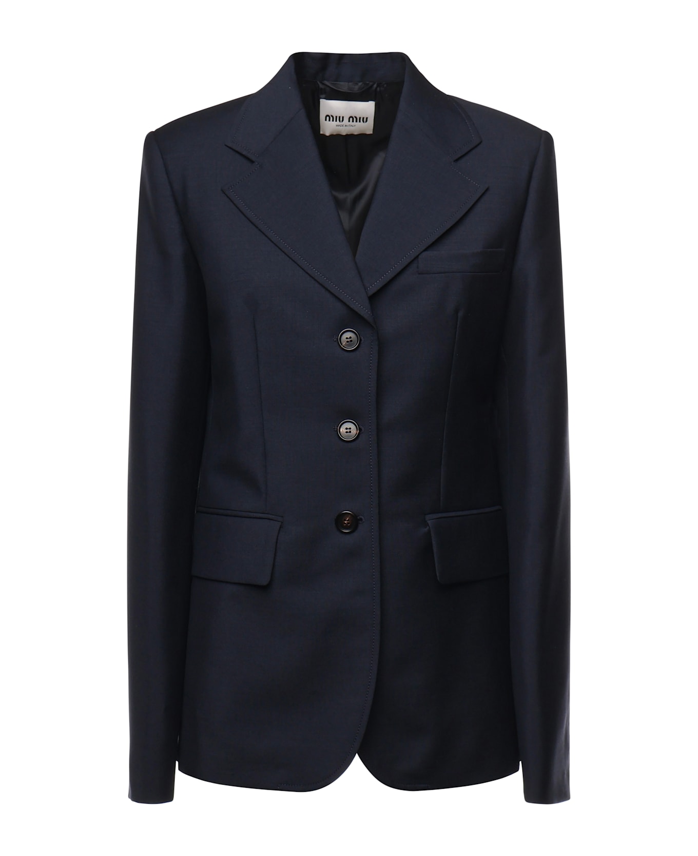 Miu Miu Single-breasted Jacket In Kid Mohair - Blue