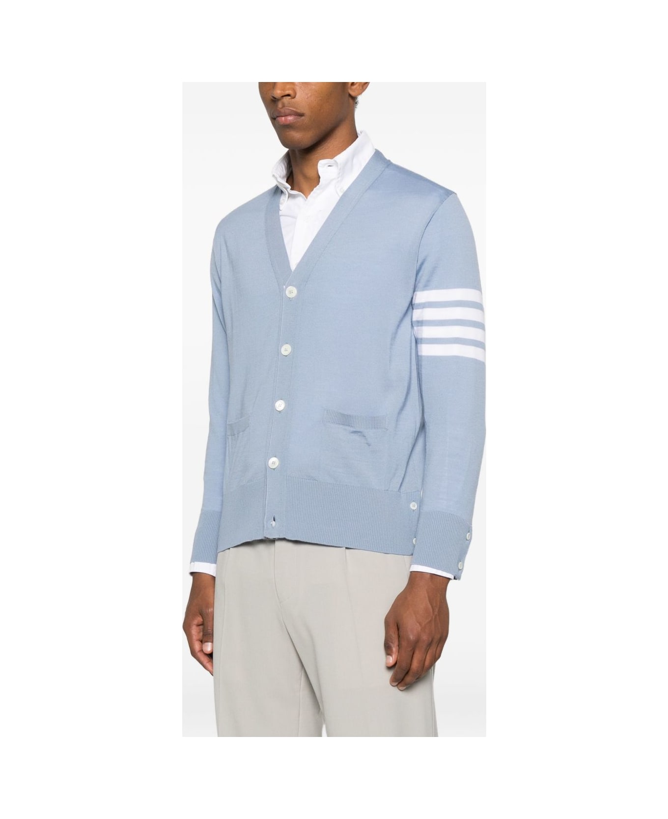 Thom Browne Wool Cardigan - Clear Blue