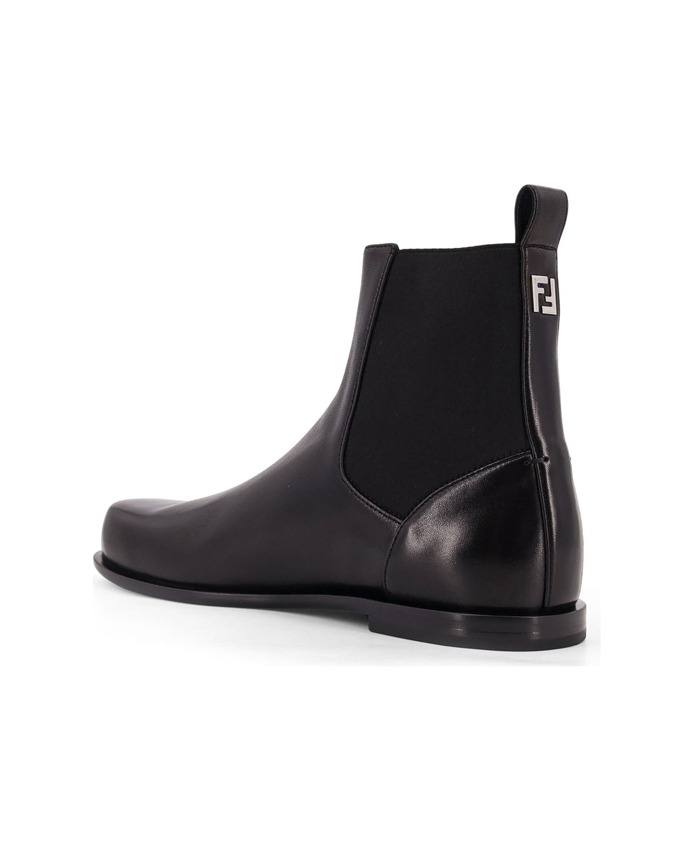 Fendi Chelsea Squared Ff Leather Boots - BLACK
