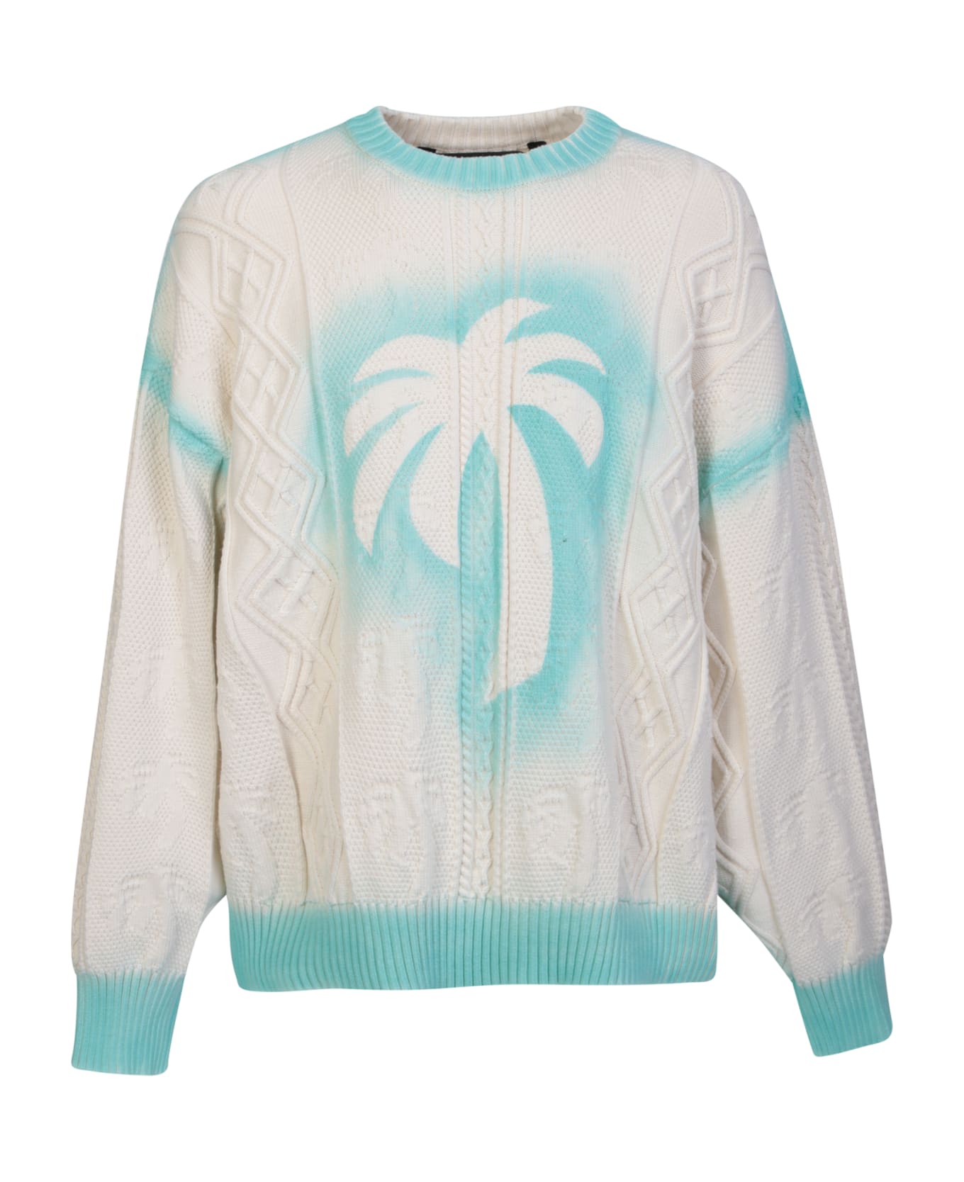 Palm Angels Palm Print Pullover - WHITE