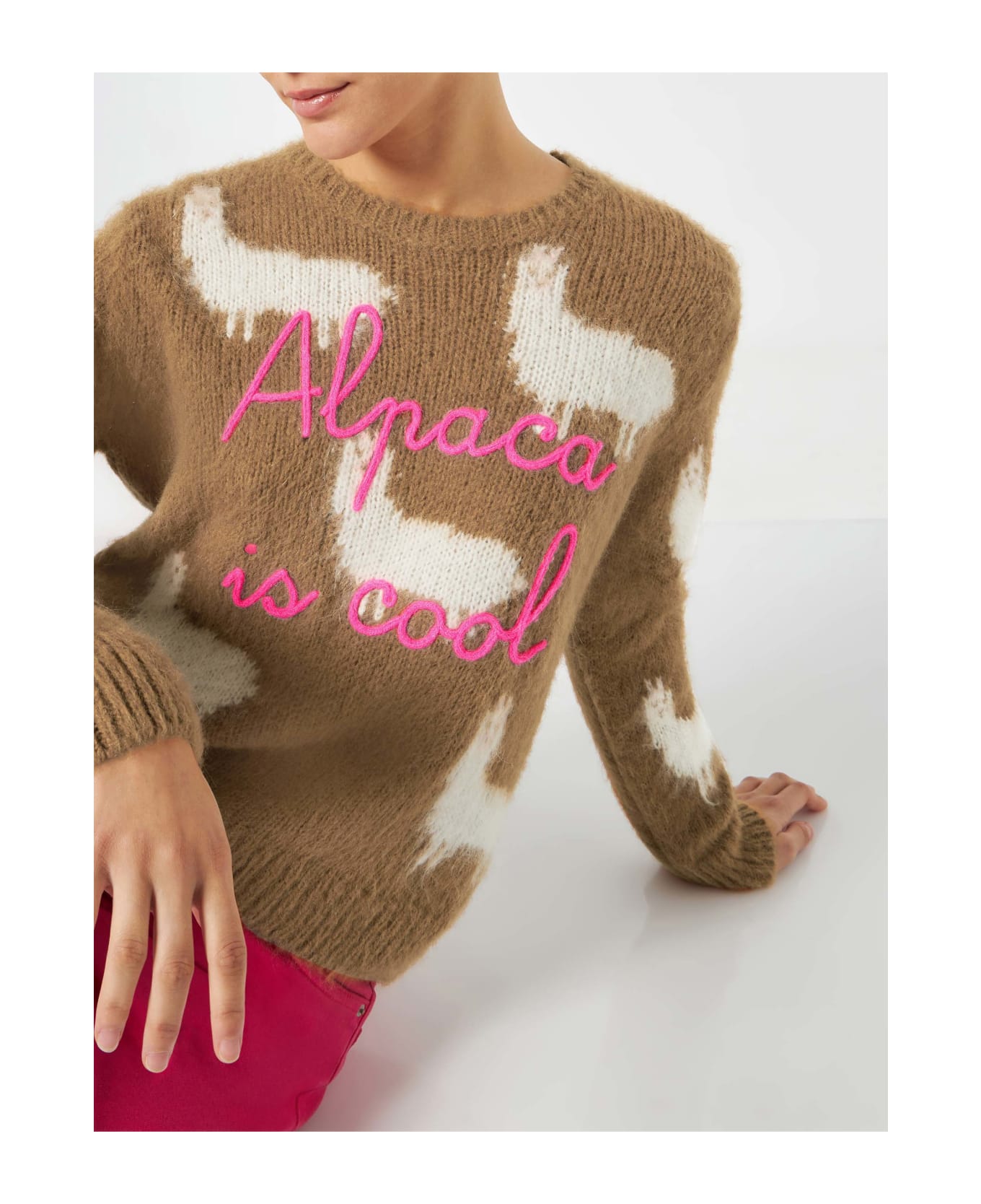 MC2 Saint Barth Woman Brushed Sweater With Alpaca And Alpaca Is Cool Embroidery
