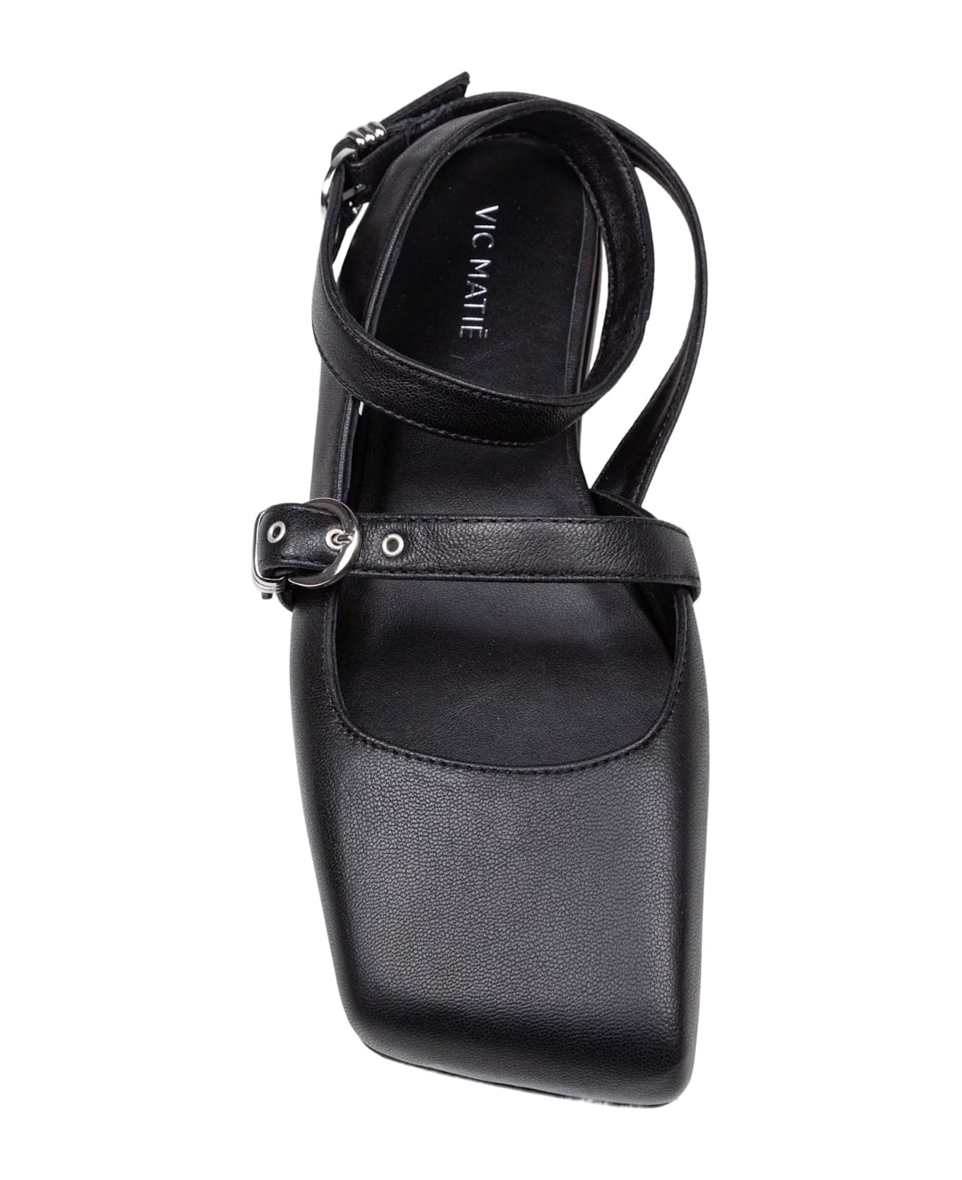 Vic Matié ' Square Closed Chanel Ballerina Shoe In Nappa Color Black - Black