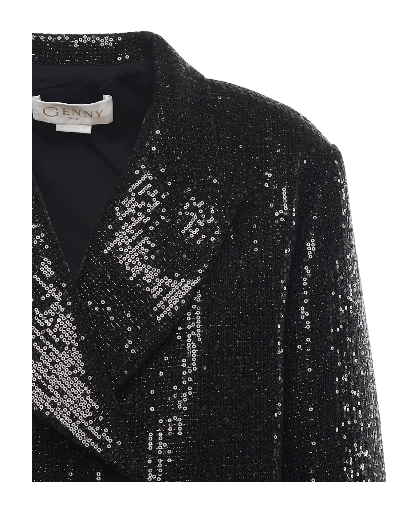 Genny Cropped Jacket With Sequins - Black