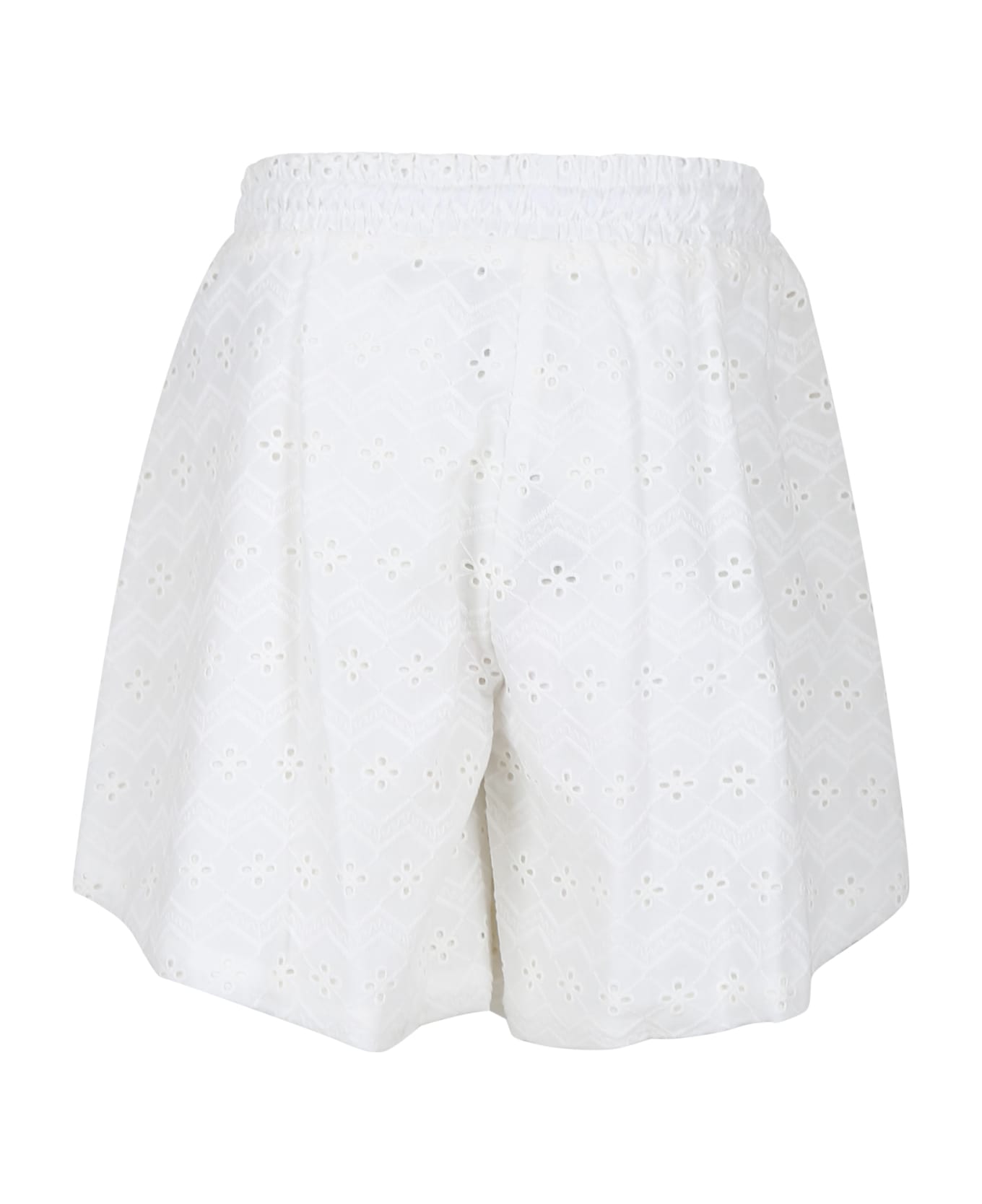 MSGM White Shorts For Girl With Broderie Anglaise - White