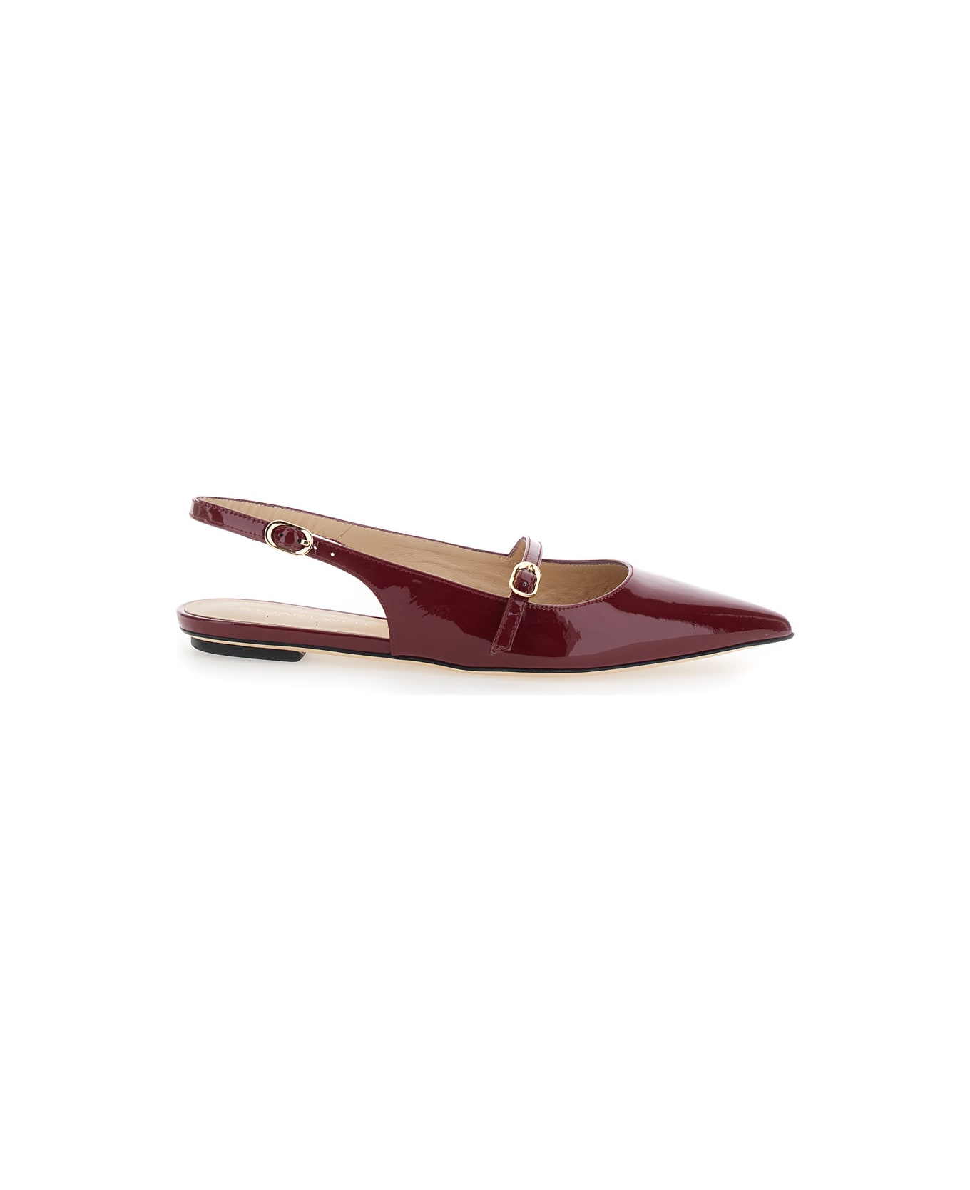 Stuart Weitzman 'emilia' Bordeaux Slingback Sandals With Adjustable Strap Closure In Patent Leather Woman - Bordeaux