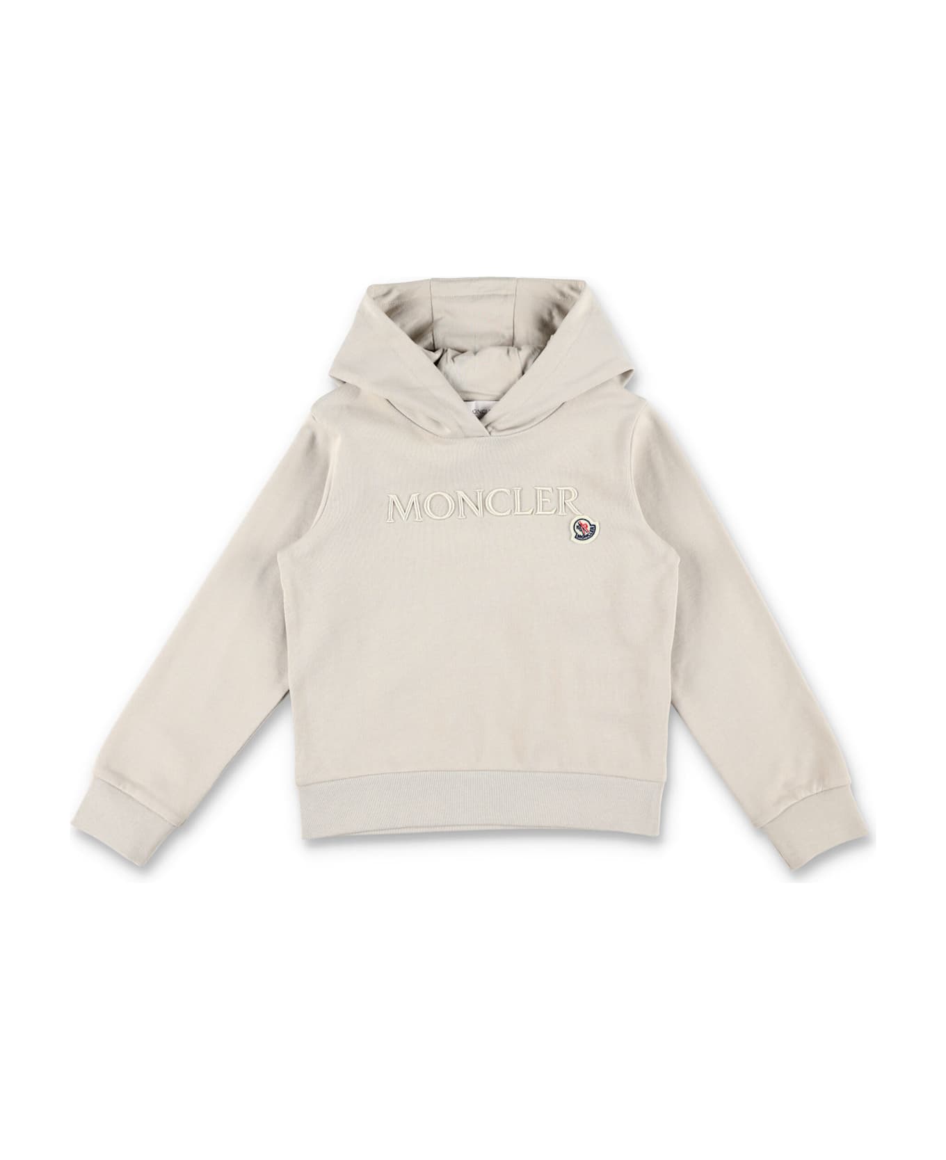 Moncler Kid - Embroidered Tonal Logo Cotto Hoodie - NUDE