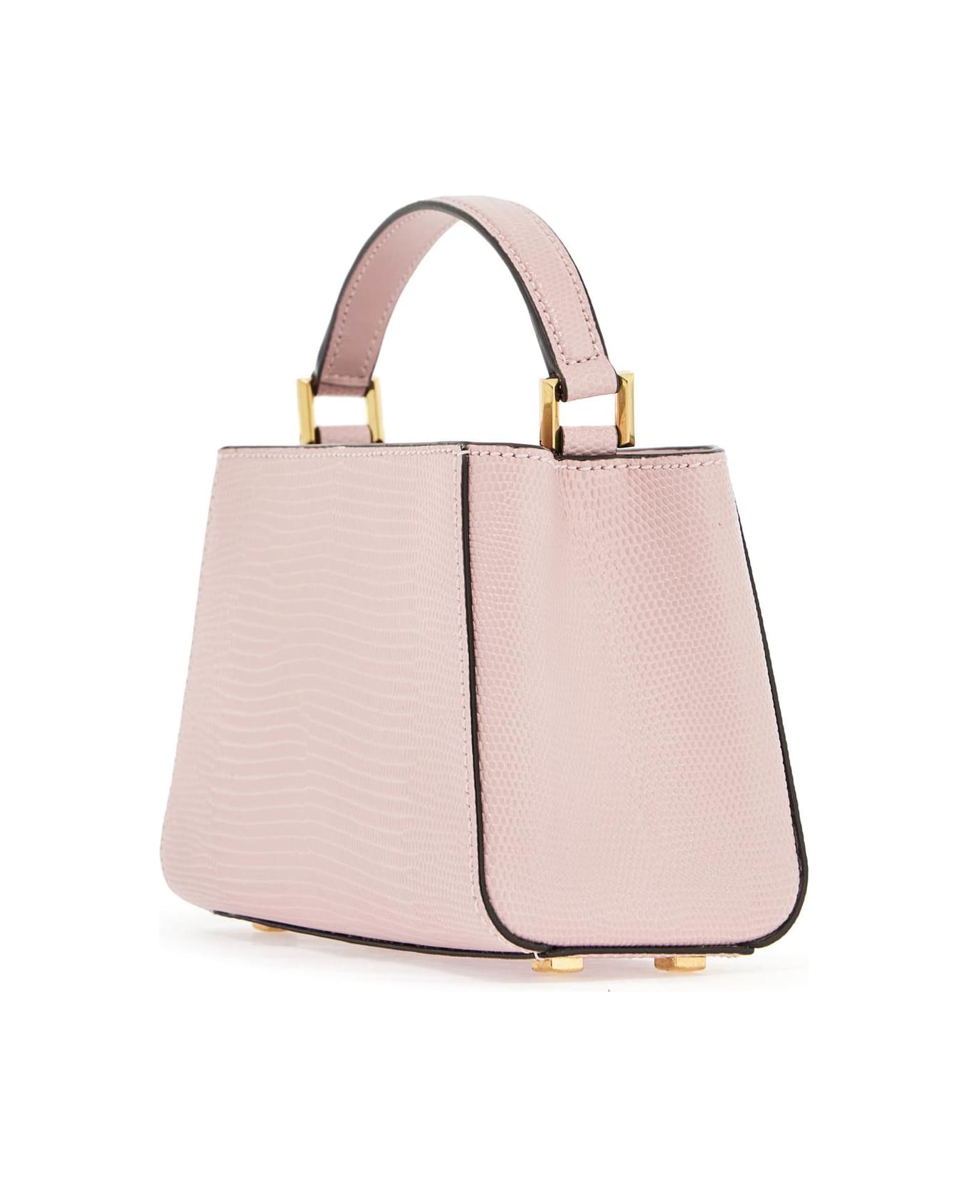 Jimmy Choo Mini Diamond Link Leather Lizard Print Handbag - ROSE GOLD (Pink)