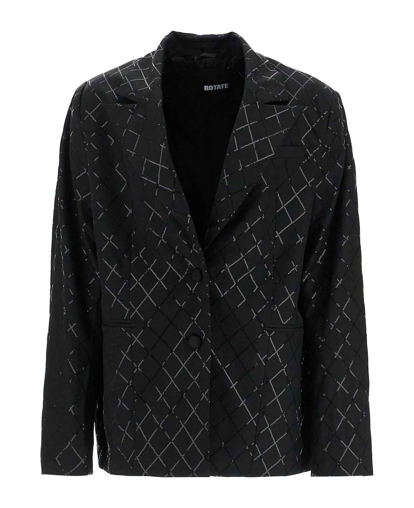 Rotate by Birger Christensen Oversized Sequin Blazer - BLACK (Black)