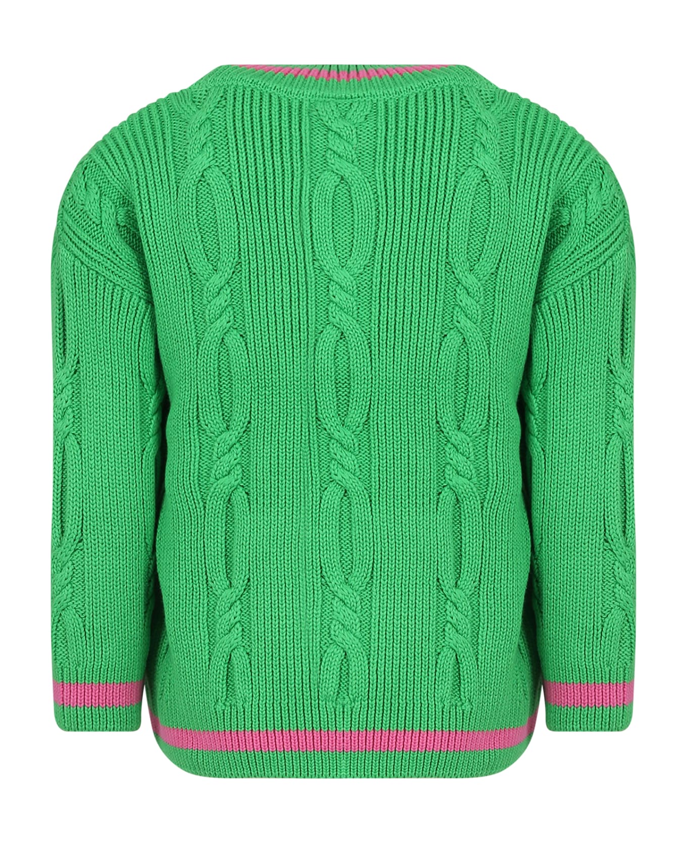 Mini Rodini Green Sweater For Girl - Green ニットウェア＆スウェットシャツ
