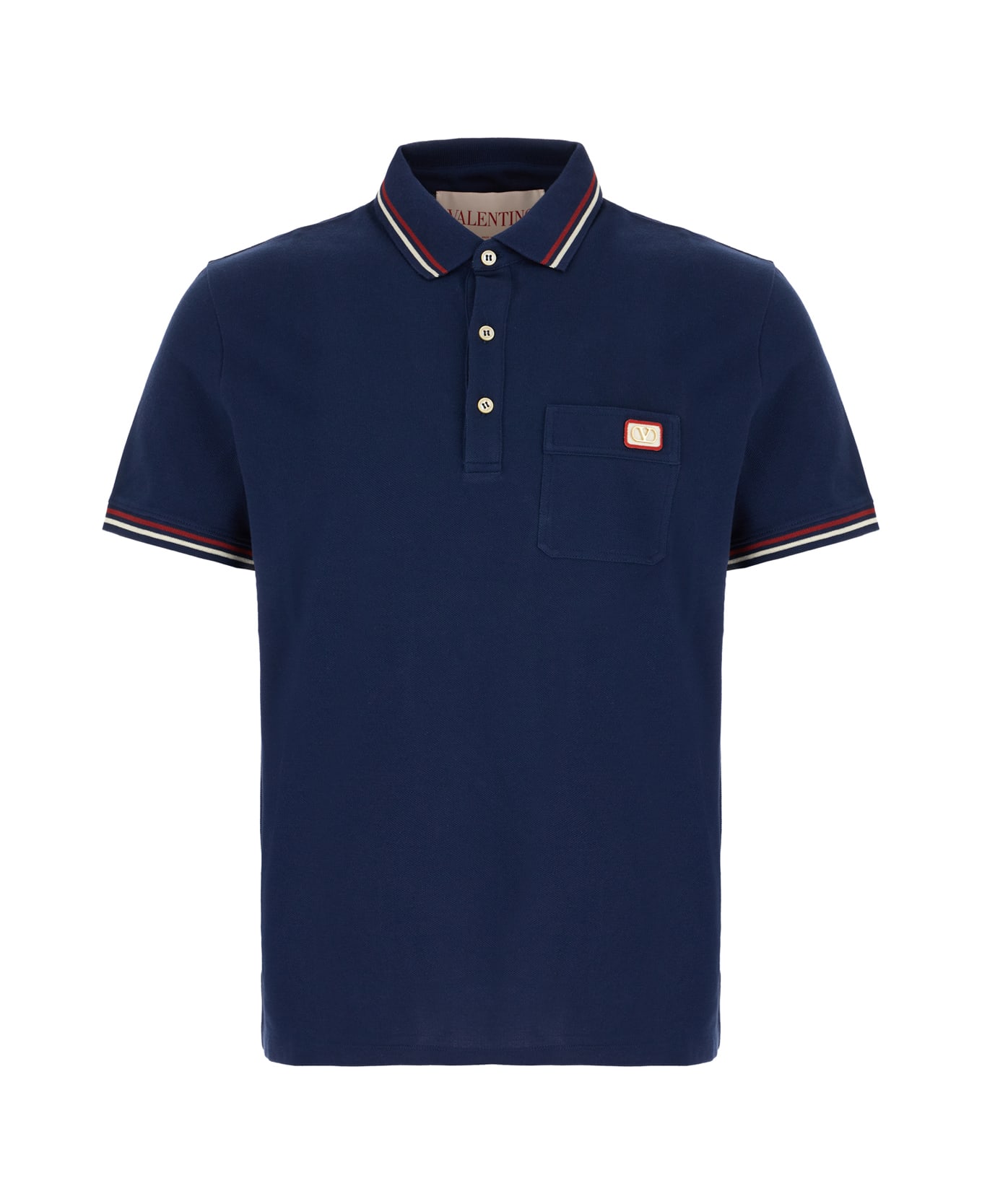Tシャツ・カットソー VALENTINO SS25 Blue piquet polo shirt (6V3MH01KAQJ D51) 9080b6e093201ed0b8422d2c8ce237