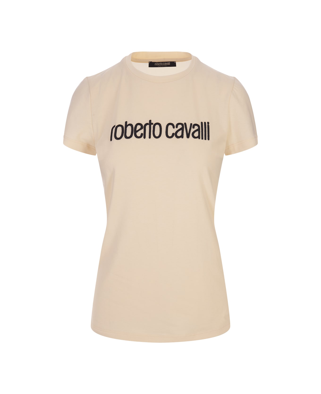 Roberto Cavalli Ivory T-shirt With Logo - White