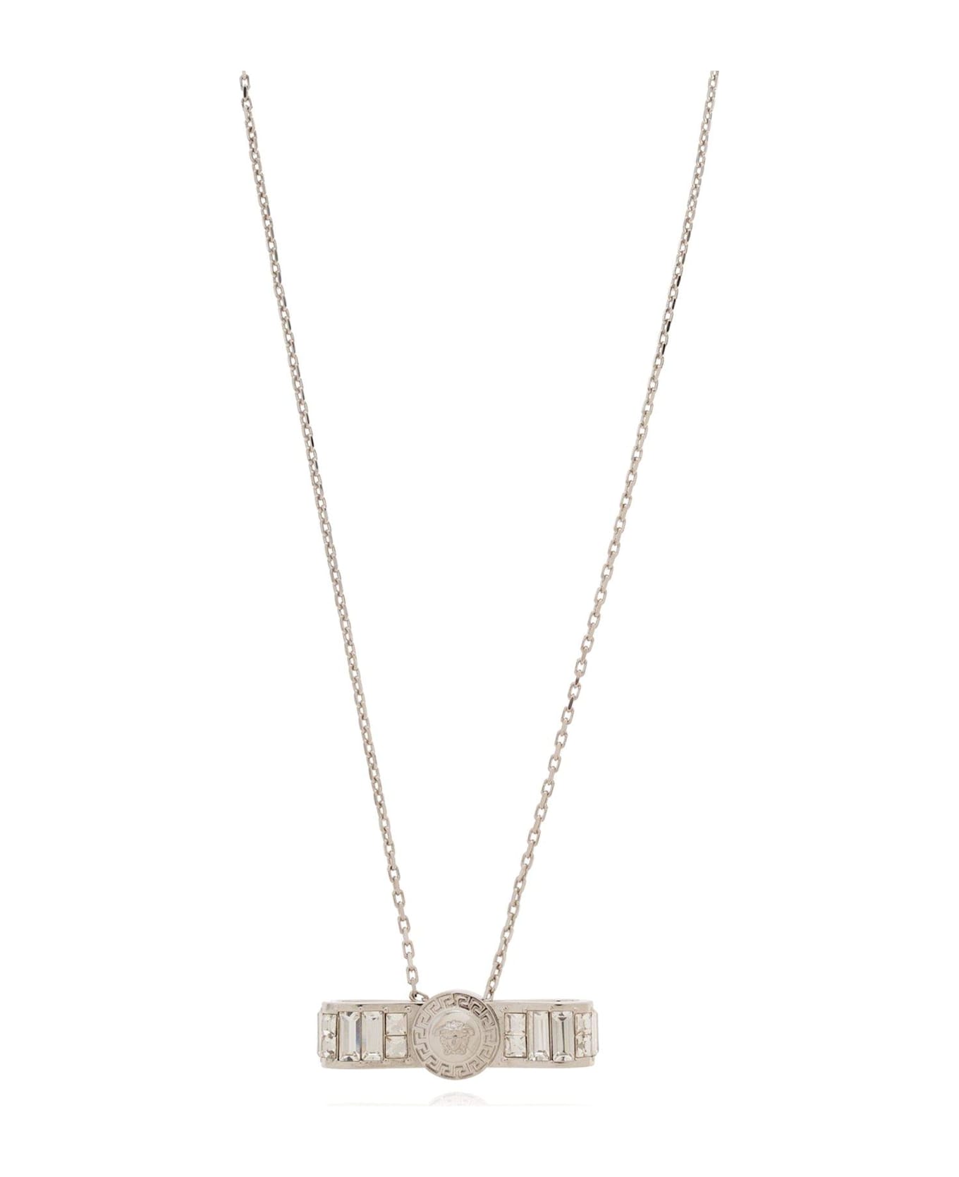 Versace Medusa-pendant Embellished Necklace - Palladium-Crystal