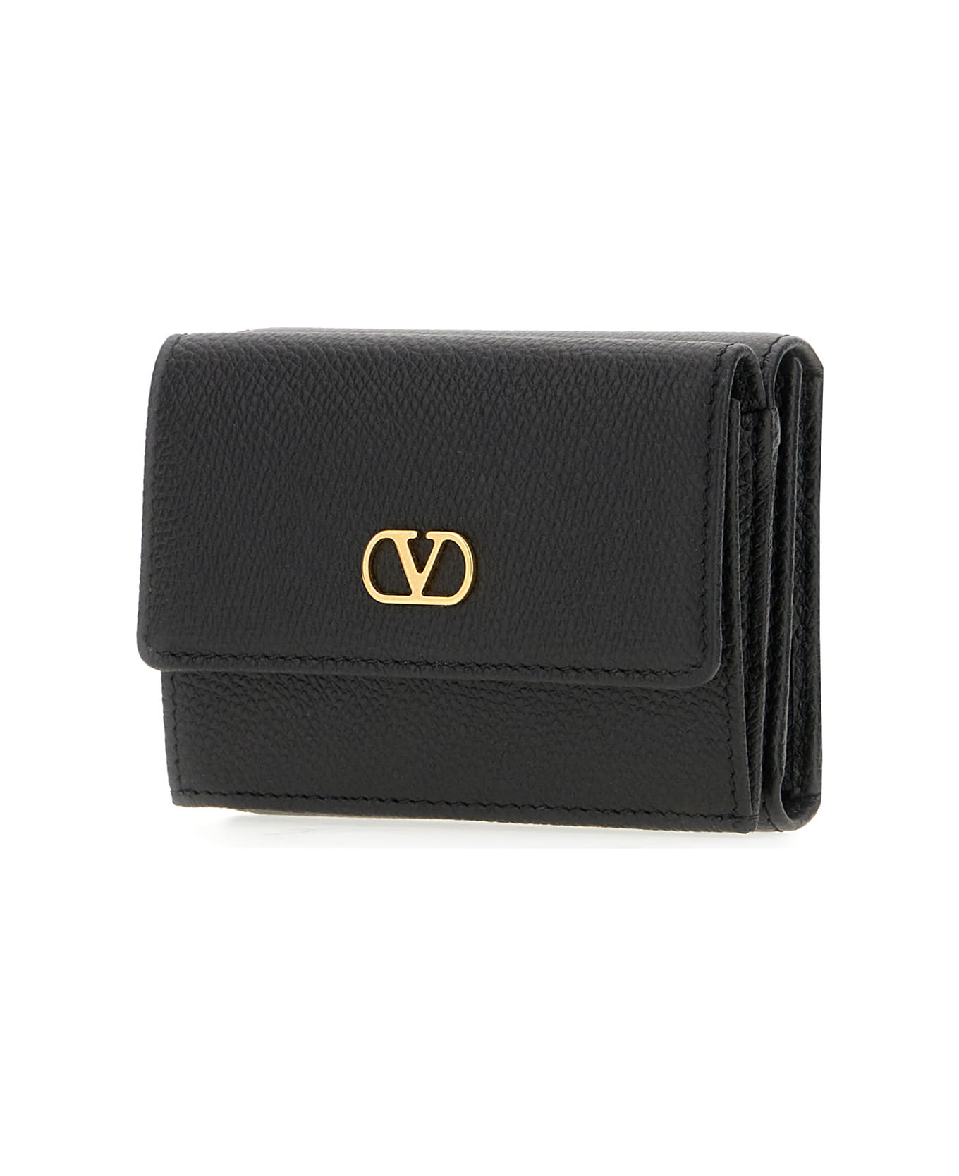 Valentino Garavani Black Leather Wallet - Nero