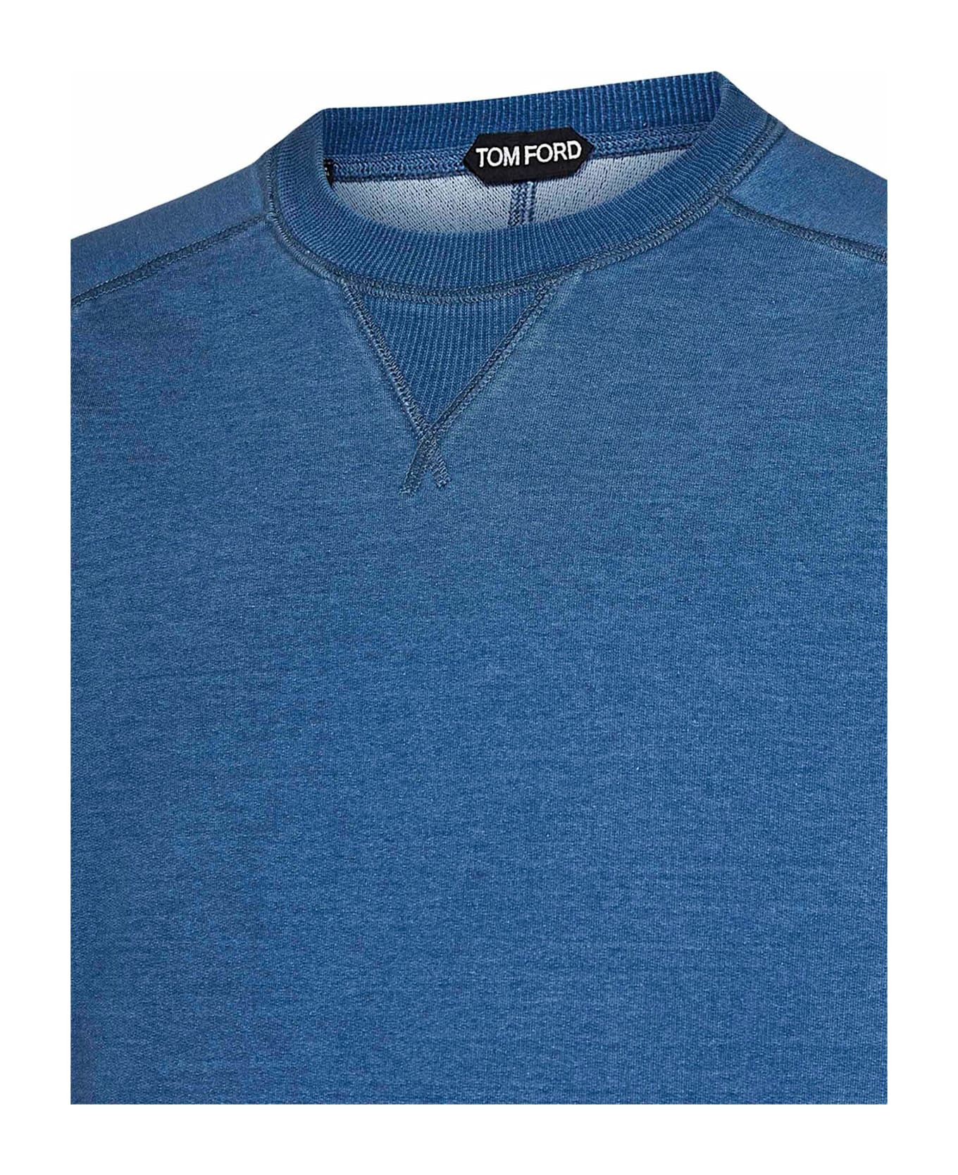 Tom Ford Jersey Ribbed Crewneck Sweatshirt - DENIM BLUE