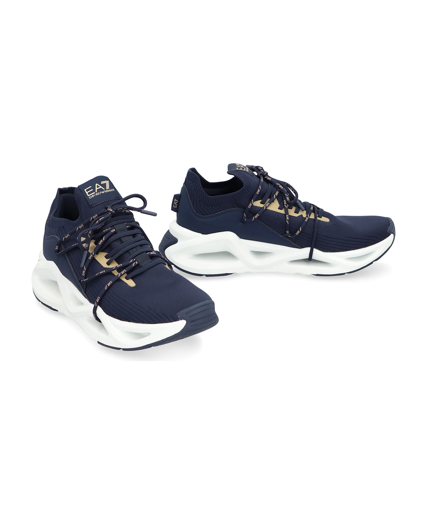 EA7 Knit Low-top Sneakers - blue