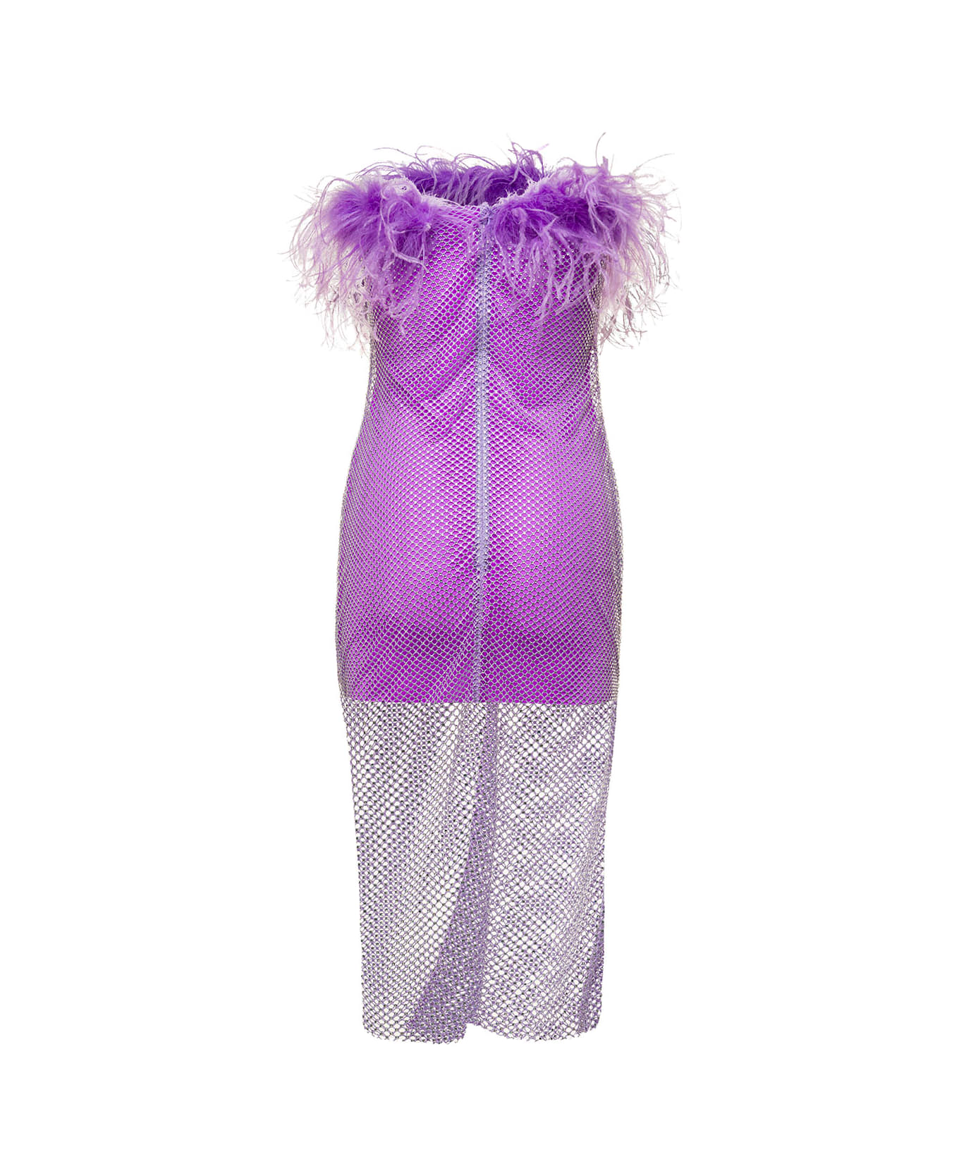 Giuseppe di Morabito Mini Purple Dress With Feather Trim And Rhinestone Embellishment In Polyamide Woman - Violet