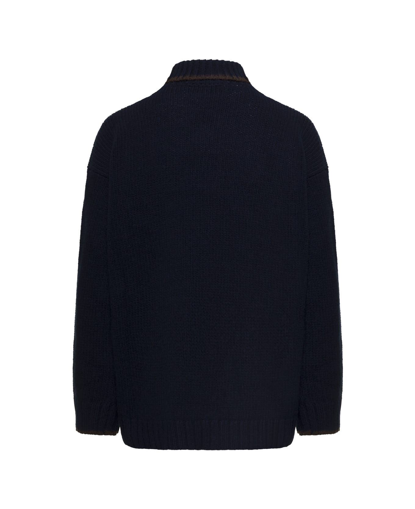 Douuod 'ramira' Blue High-collar Sweater With Contrasting Trim In Wool Woman Douuod - Blu