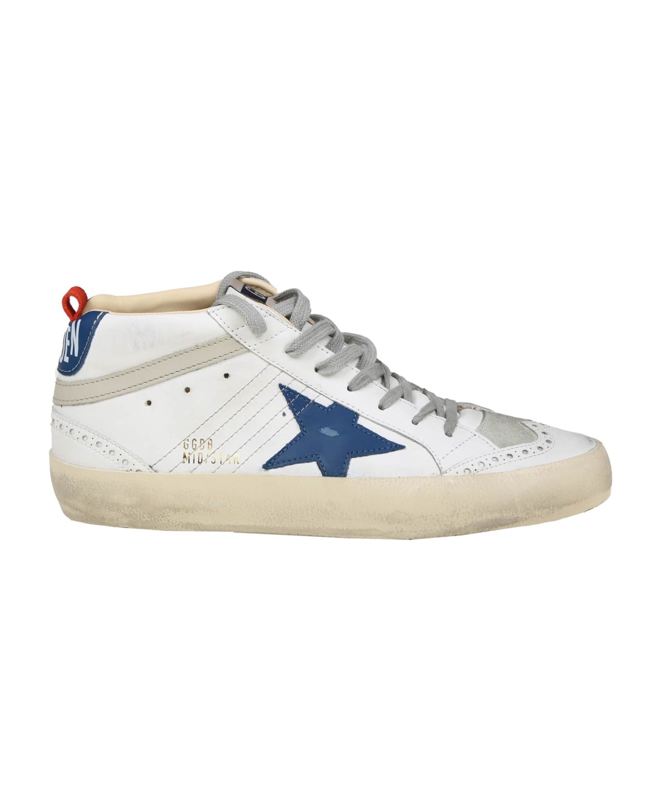 Golden Goose Mid Star Classic Leather Sneakers - White/Ice/Ocean Blue