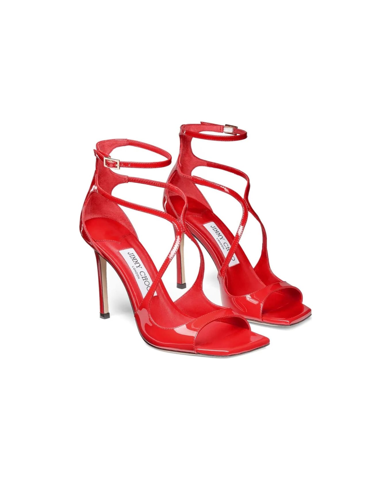 Jimmy Choo Azia Sandals In Red Patent Leather - Red