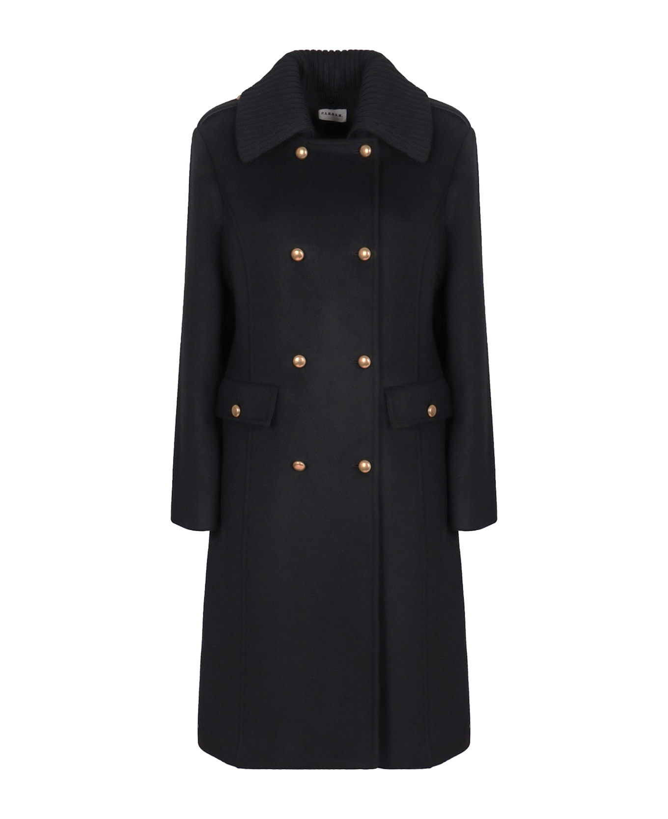 Parosh Double-breasted Coat In Wool - black