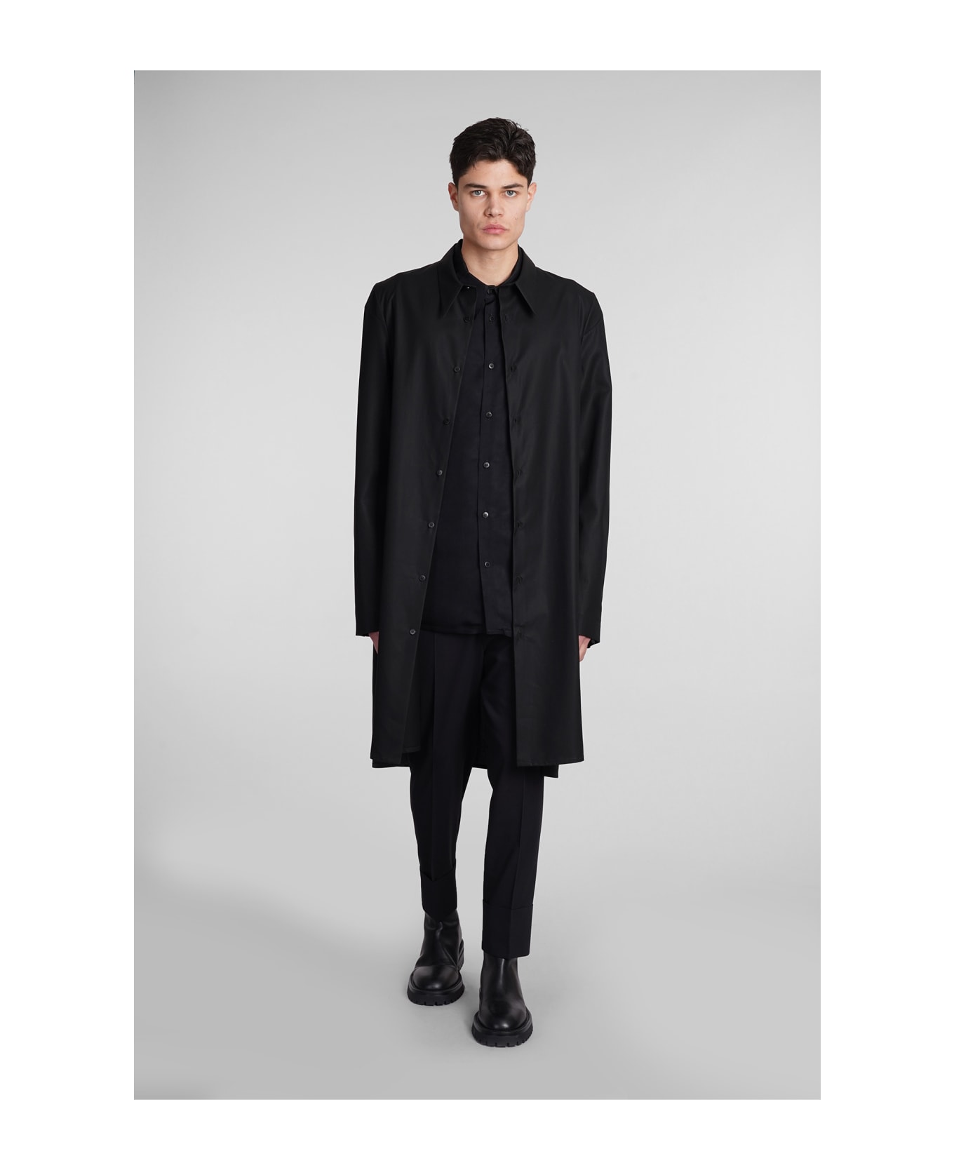 Sapio N151 Coat In Black Cotton - black
