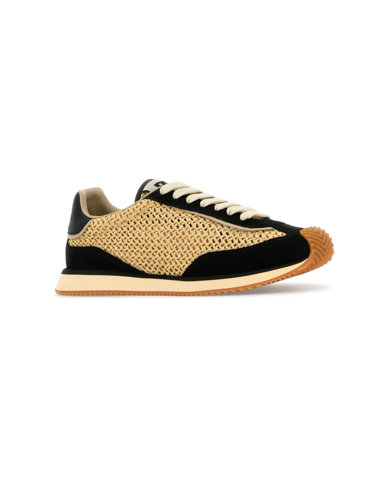 Dolce 
Gabbana Two-tone Crochet And Suede Dg Cushion Sneakers - NATURALENERO
