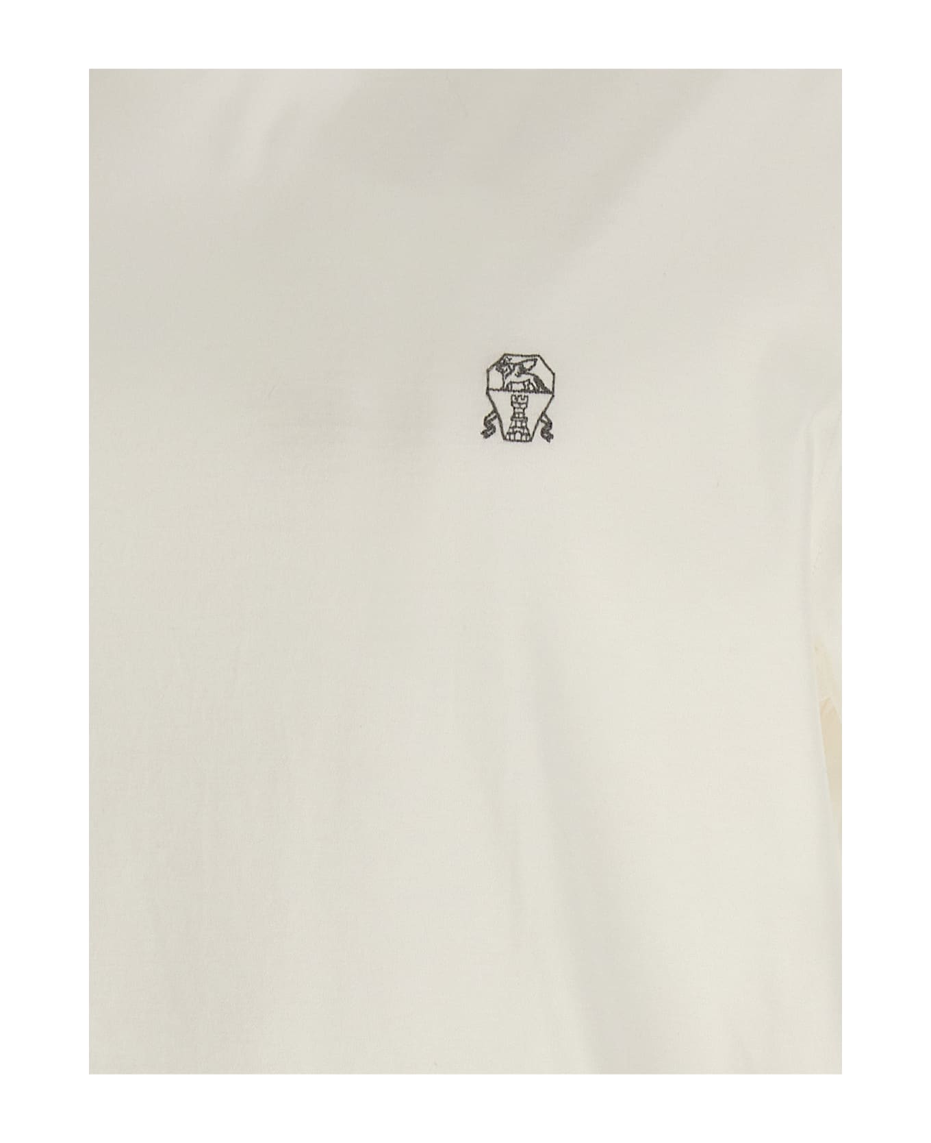 Brunello Cucinelli Logo-embroidered Crewneck T-shirt - White シャツ