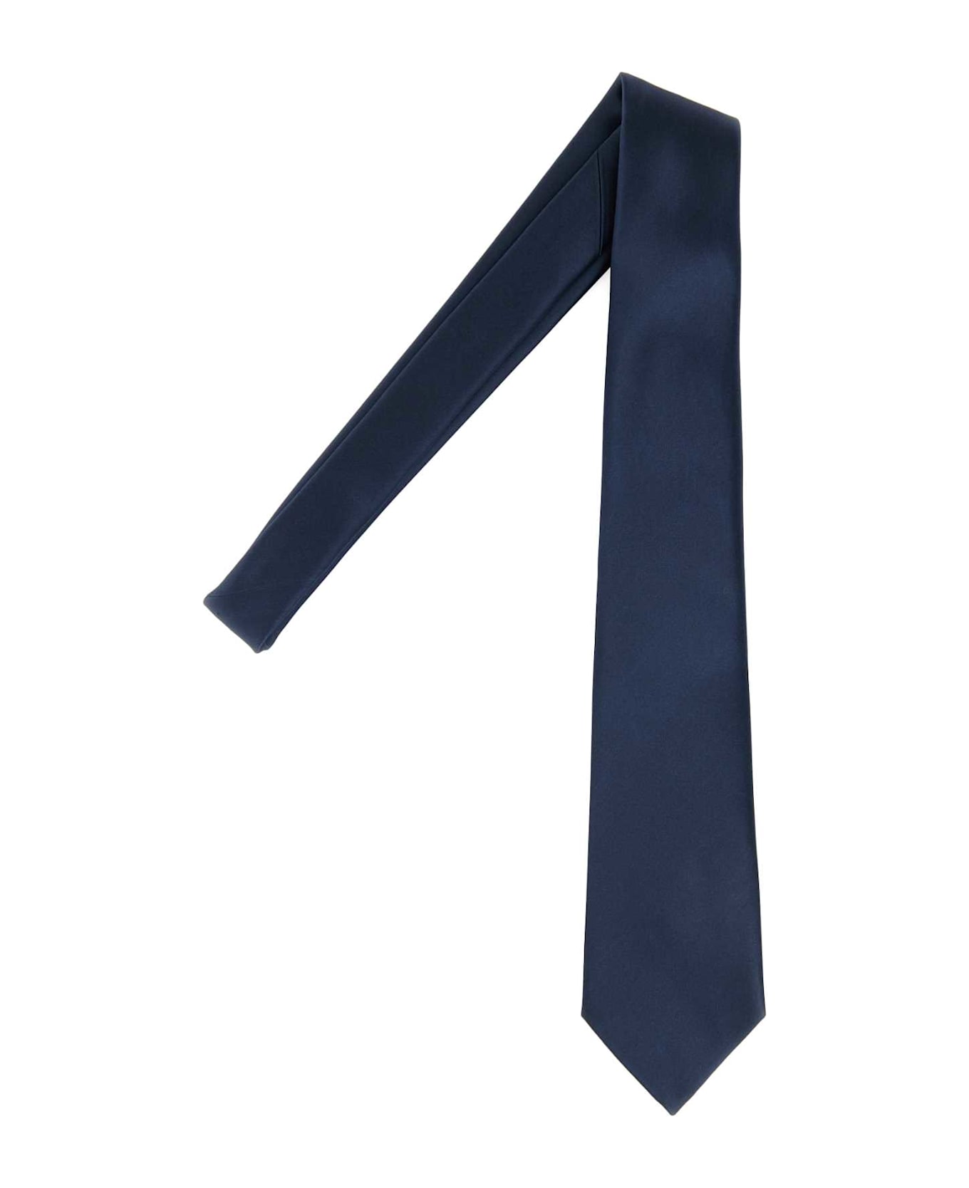 Saint Laurent Navy Blue Satin Tie - NAVY