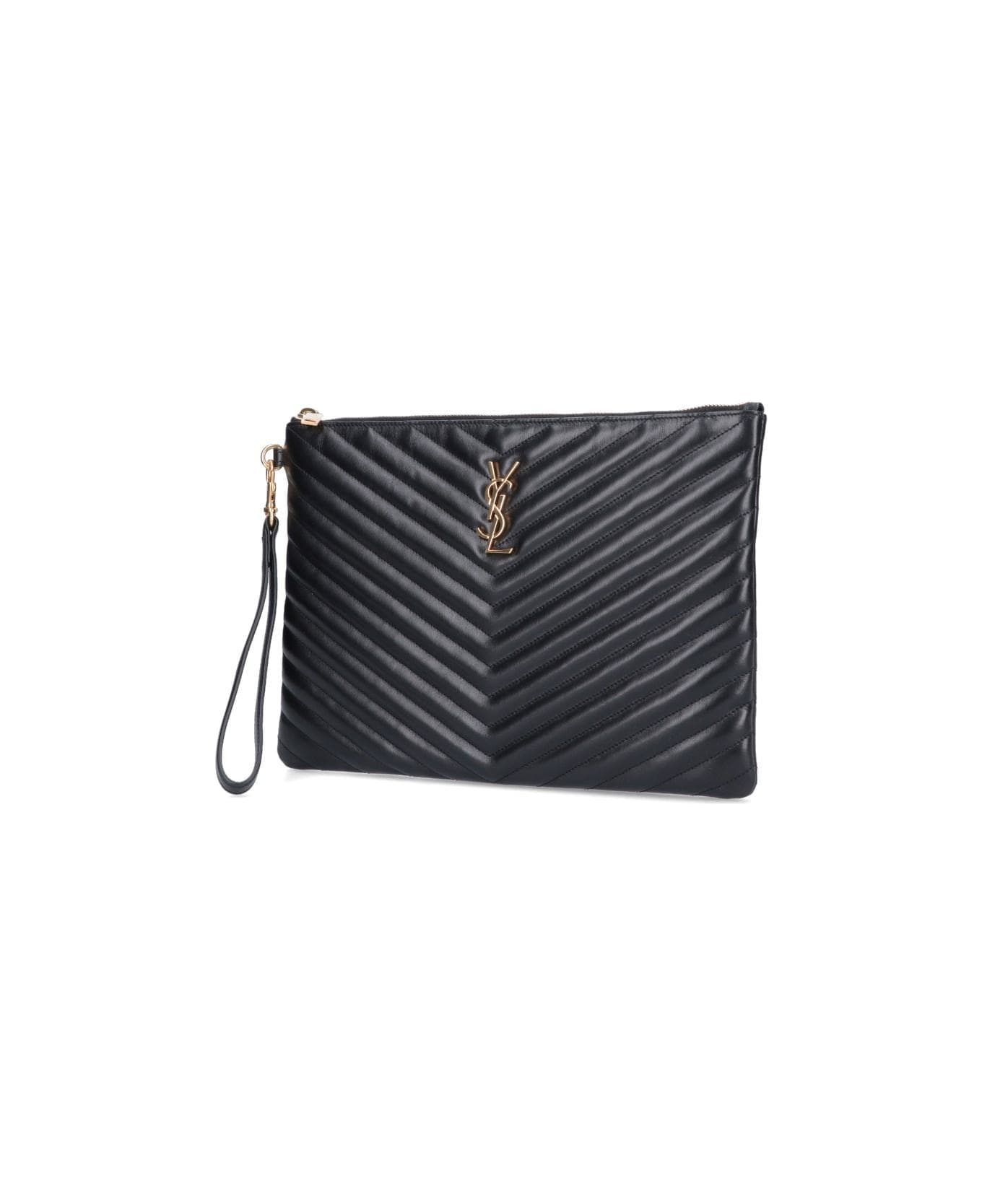 Saint Laurent Monogram Ipad Case Pouch - Nero