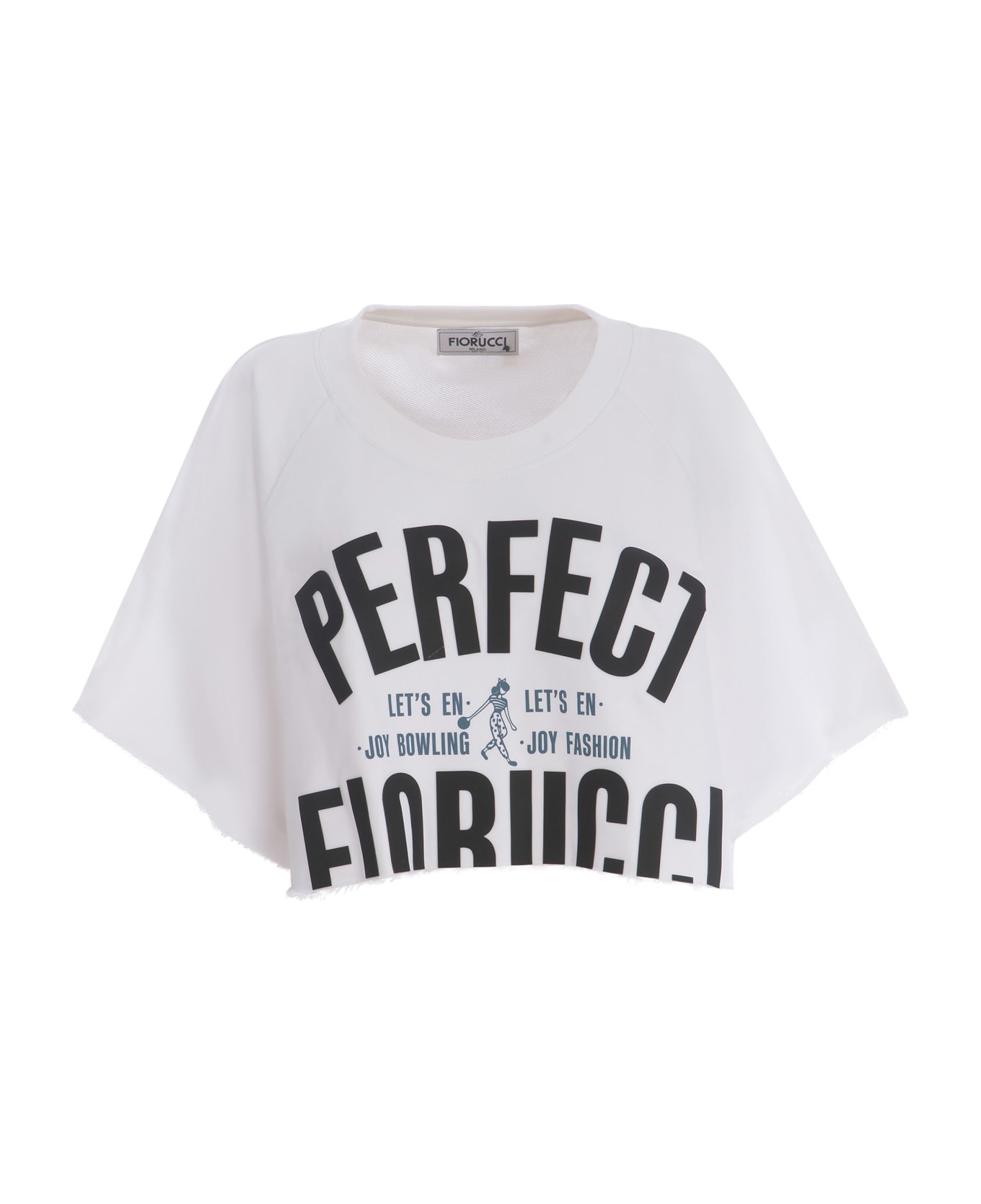 Fiorucci Crop Sweatshirt Fiorucci "archivio" Made Of Cotton - Bianco フリース