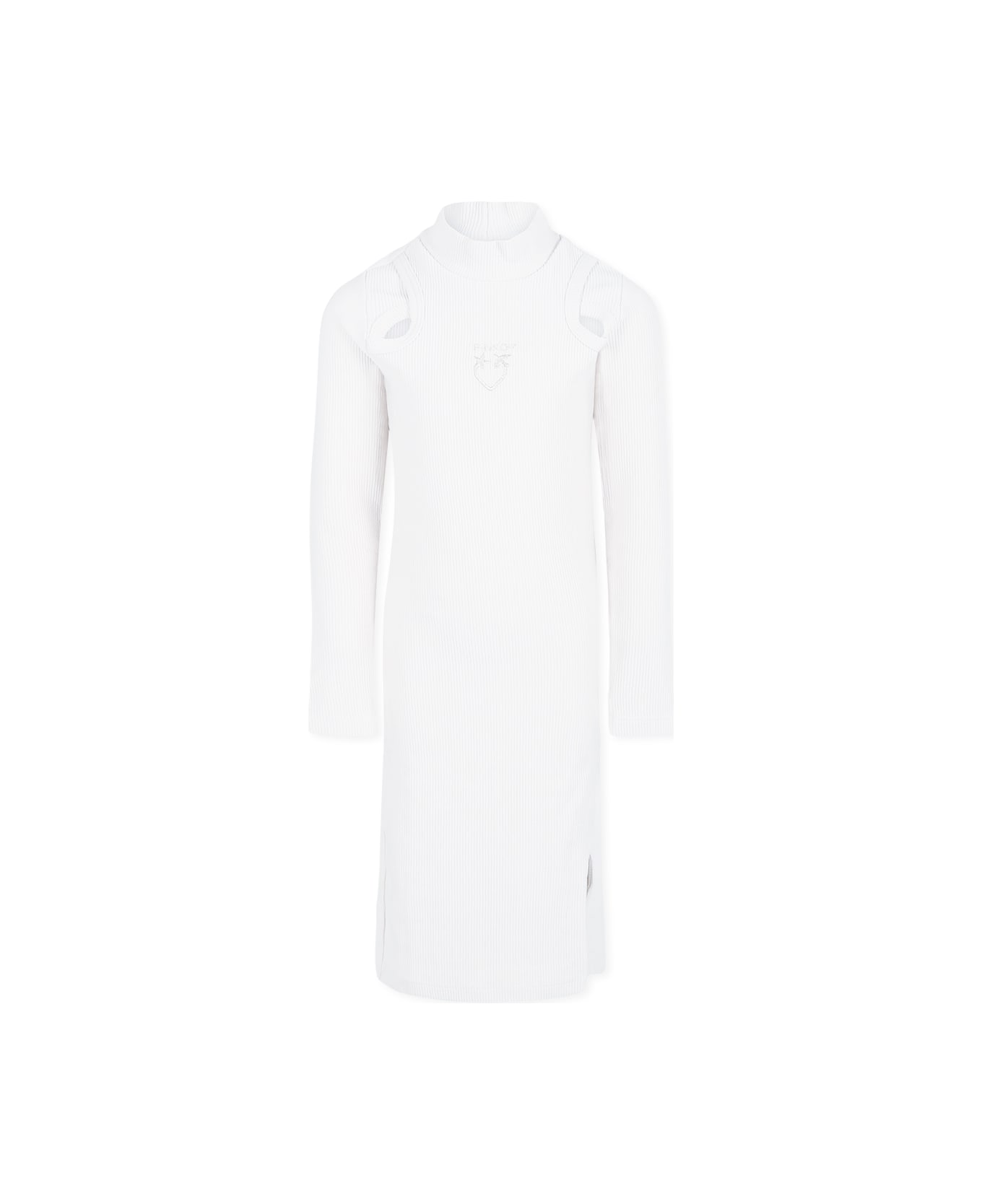 Pinko Ivory Dress For Girl With Logo - Ivory