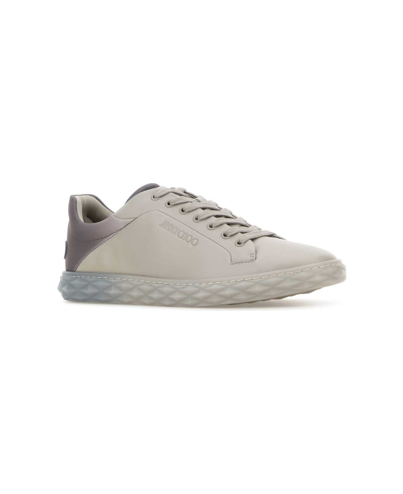 Jimmy Choo Grey Leather Diamond Light/m Sneakers - VASHSTORMMIX
