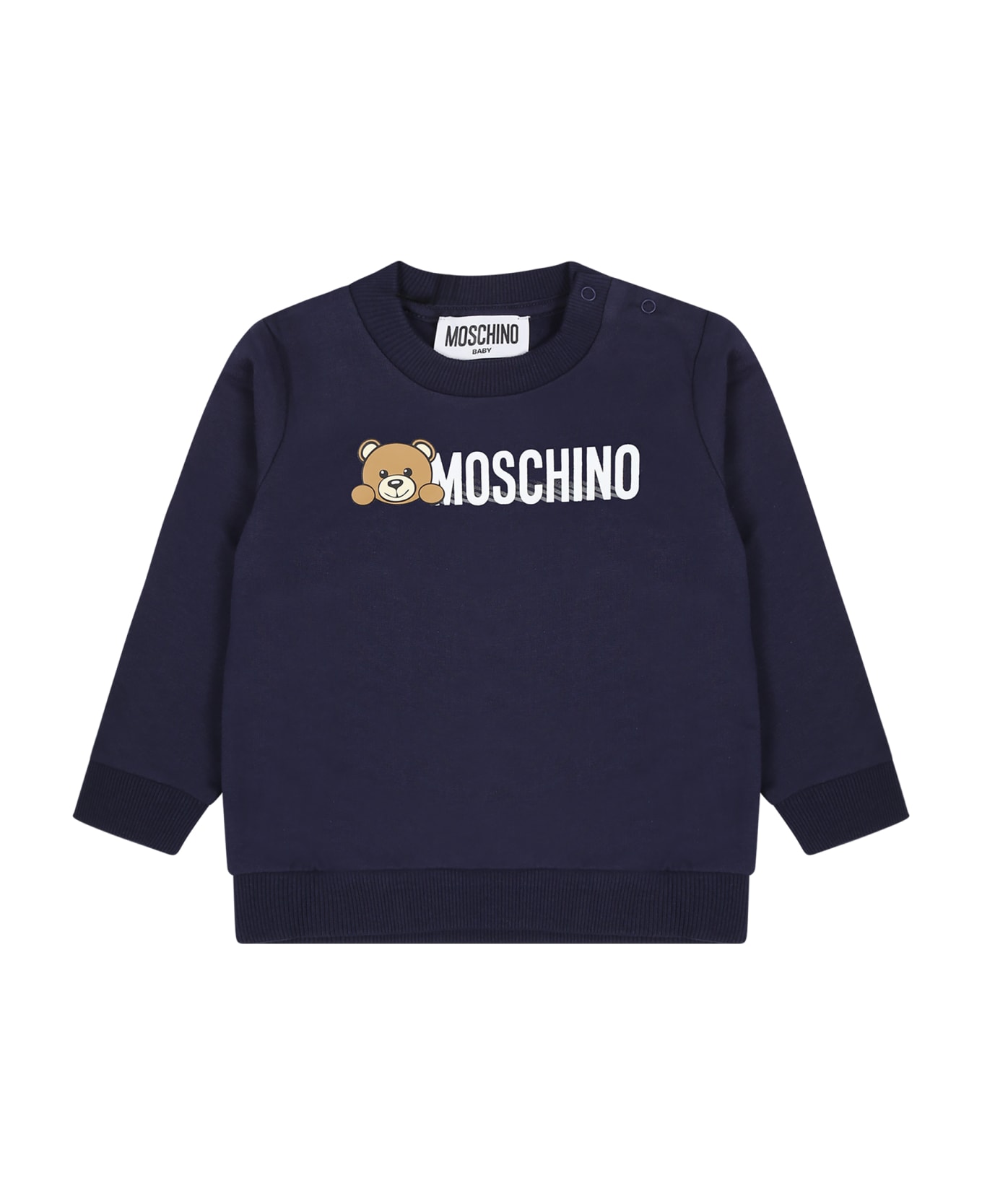 Moschino Blue Sweatshirt For Babykids With Teddy Bear - Blu