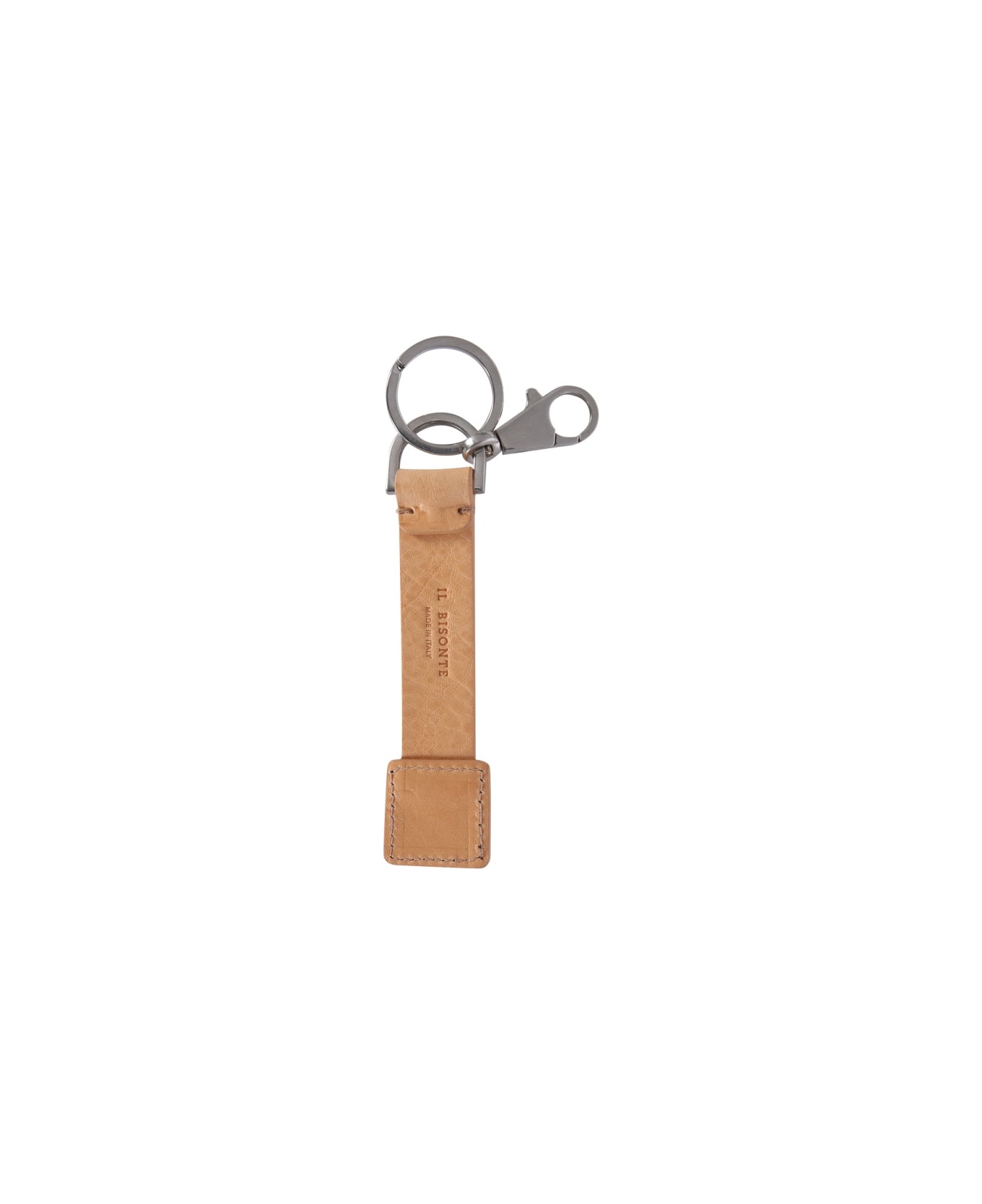 Il Bisonte Leather Key Ring - BEIGE