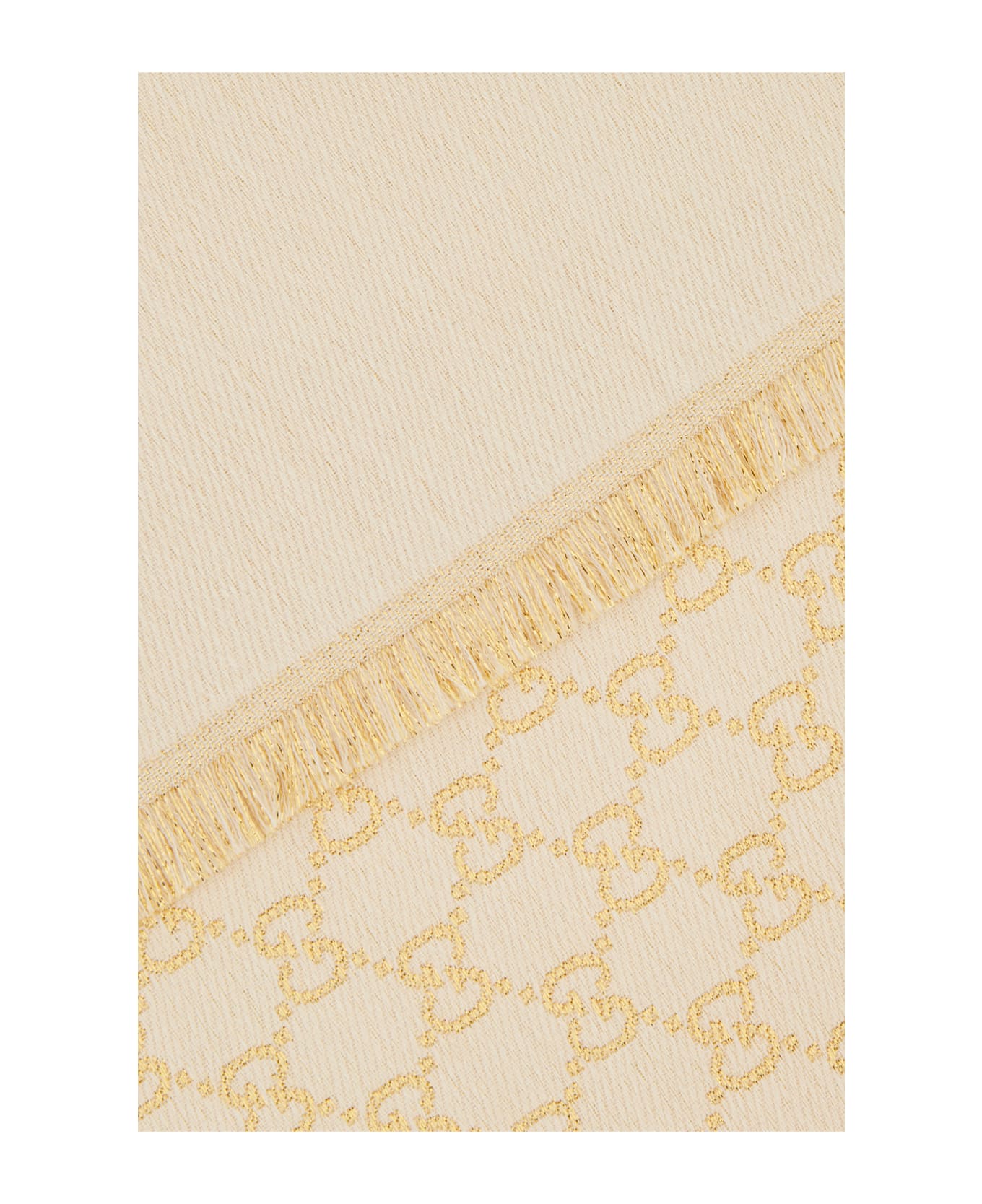 Gucci Embroidered Wool Blend Reversible Scarf - Oro