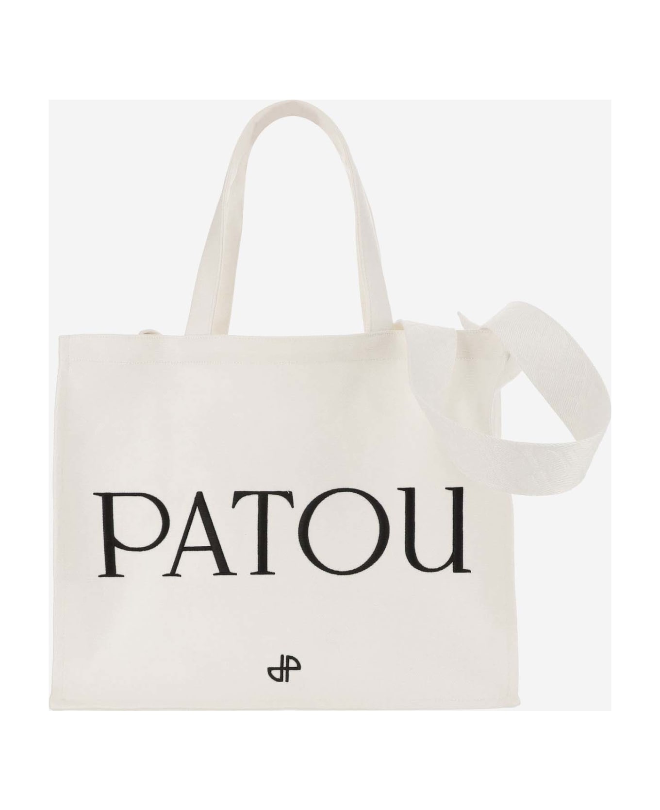 Patou Large Cotton Canvas Tote Bag - White トートバッグ