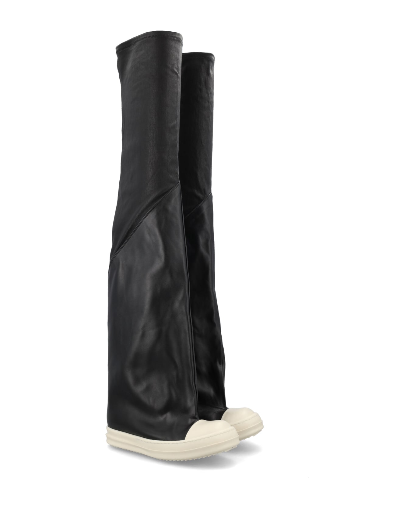 Rick Owens Oblique Tight High Sneakers - BLACK/MILK